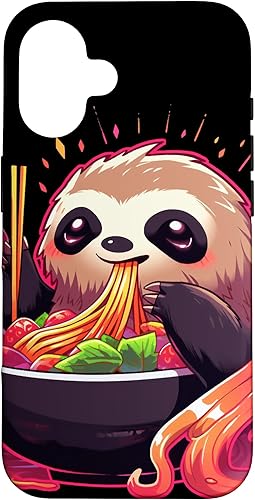 Sloth Eating Ramen Japanese Noodles Soup Kawaii Case for iPhone 16