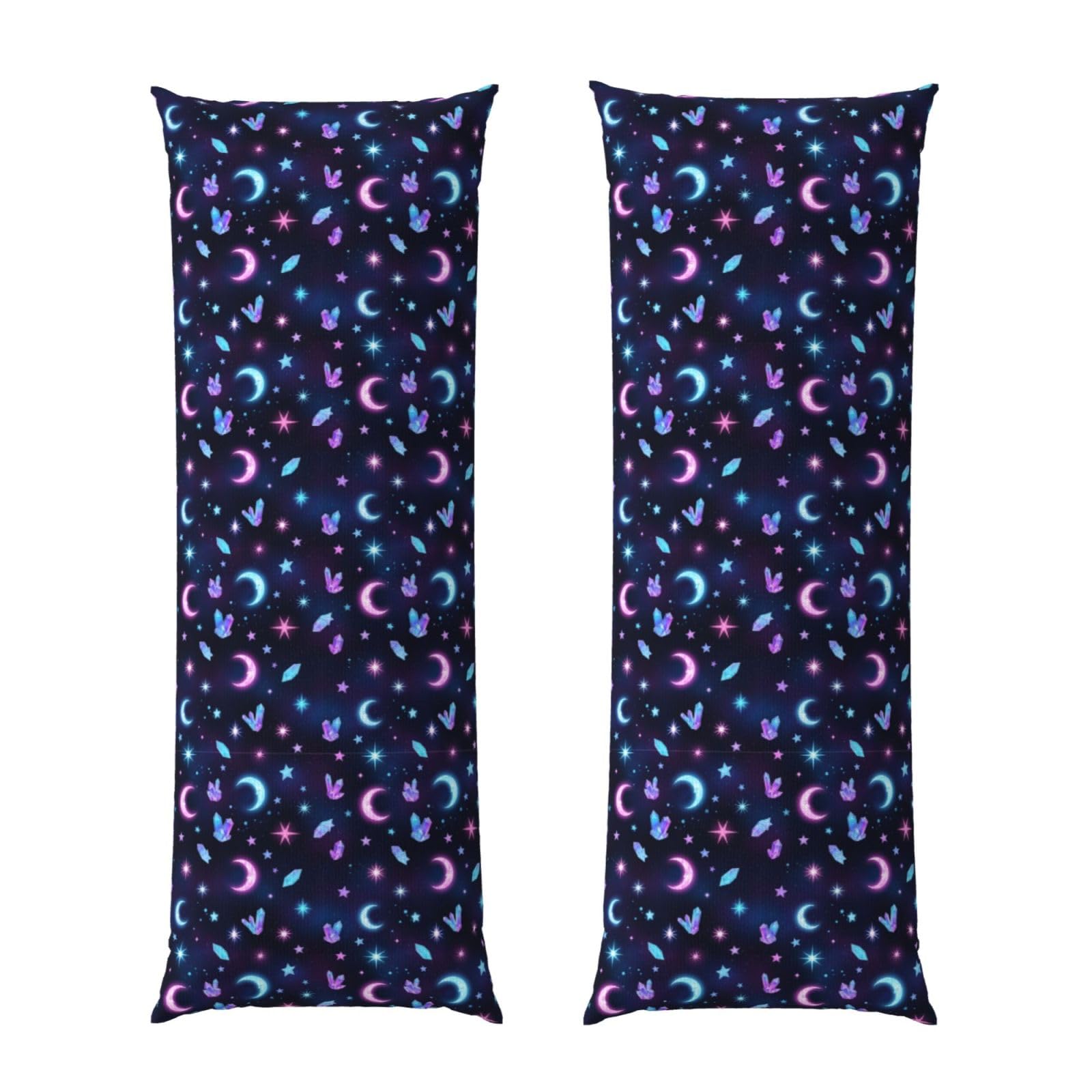 Pillowcase for Body Pillow 20x54, Trippy Purple Goth Moon Crystals Black Sky, Premium Soft Brushed Fabric with Hidden Zipper, Breathable Machine Washable Cover for Bed Sofa