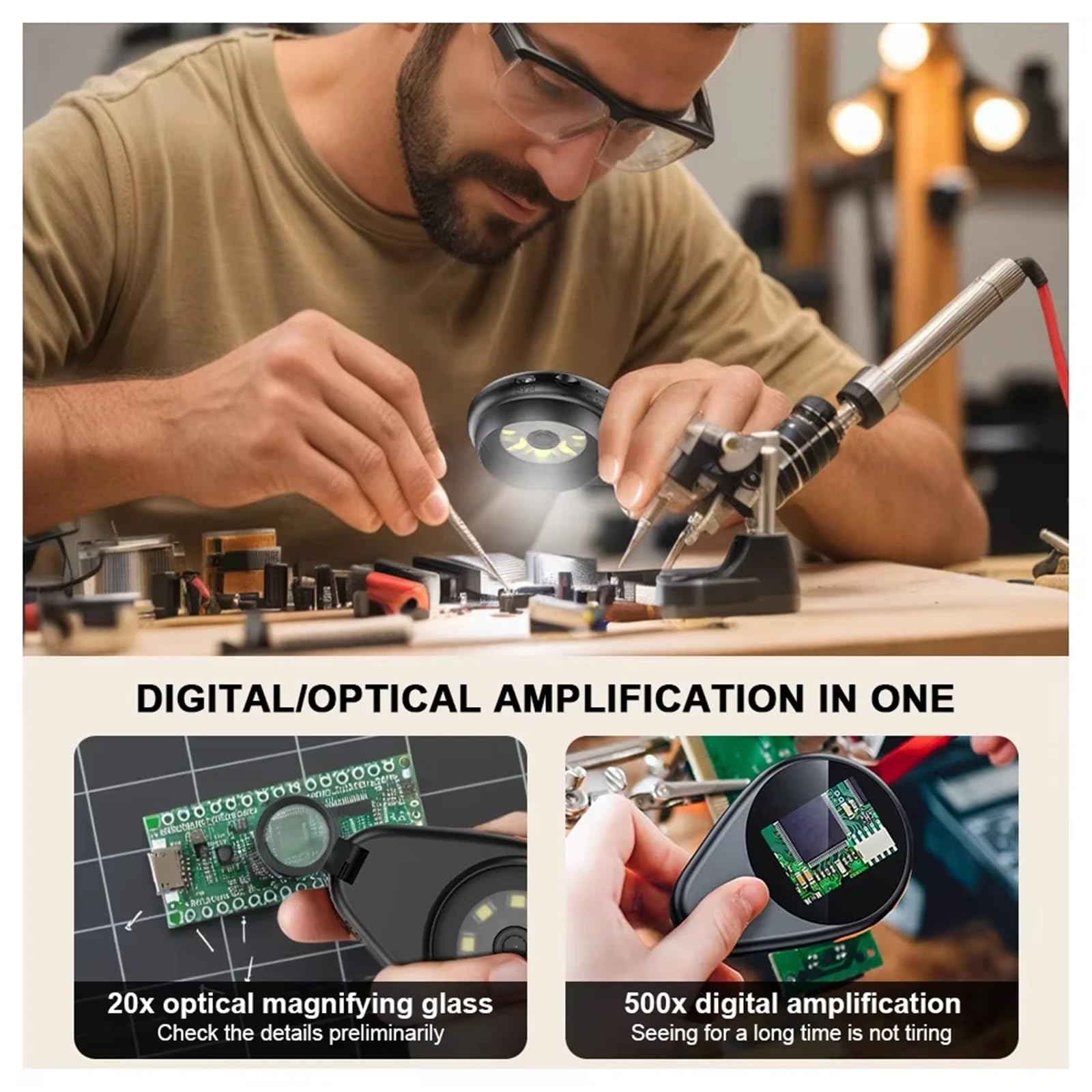 microscopio, Microscopio Digital con Aumento de 500X y Lupa portátil de 2 MP. para Adultos