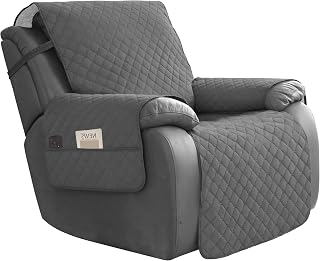Easy-Going Waterproof Oversized Recliner Chair Sofa Cover with Pocket, 1-Piece Reversible Couch Cover for Recliner, Washable Protector for Dogs (Oversized Recliner, Gray/Light Gray)