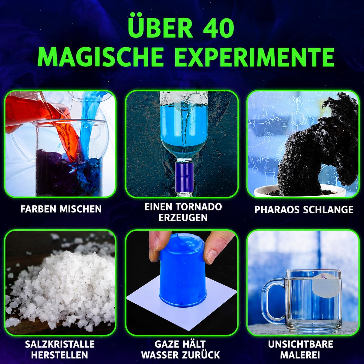 75+ Experimente für Kinder, Glühen im Dunkeln Experimentierkasten mit leuchtenden Reagenzglas, leuchtende Wellen, Bouncy Balls, Weihnachten Geburtstag Geschenk für Mädchen und Jungen