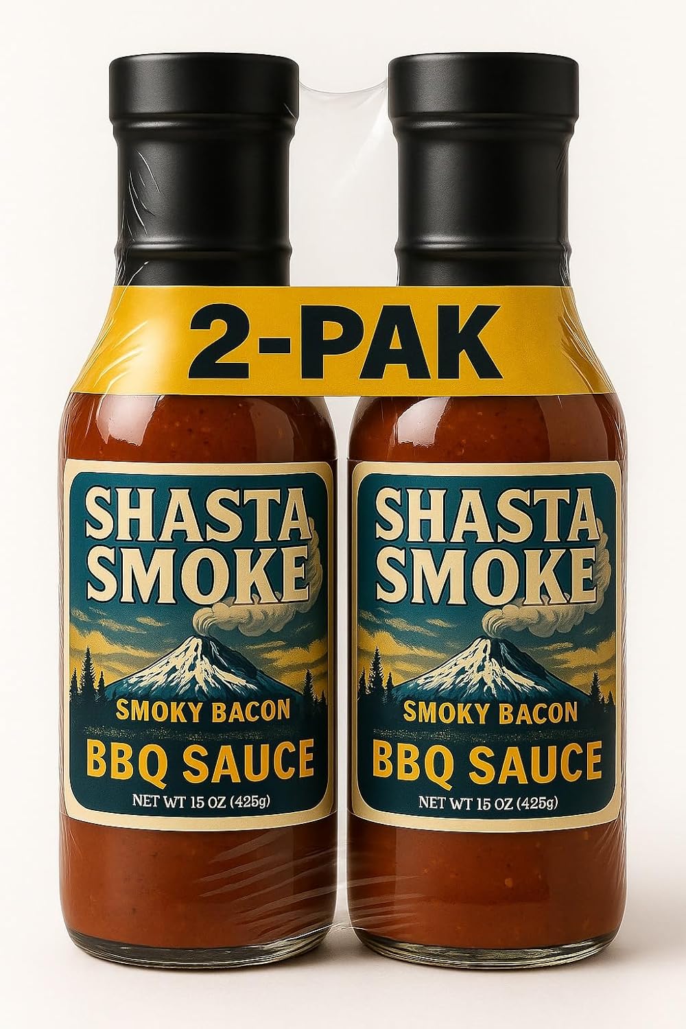 Shasta Smoke Smoky Bacon BBQ Sauce – Gourmet Premium 2-Pack (15oz Bottles)