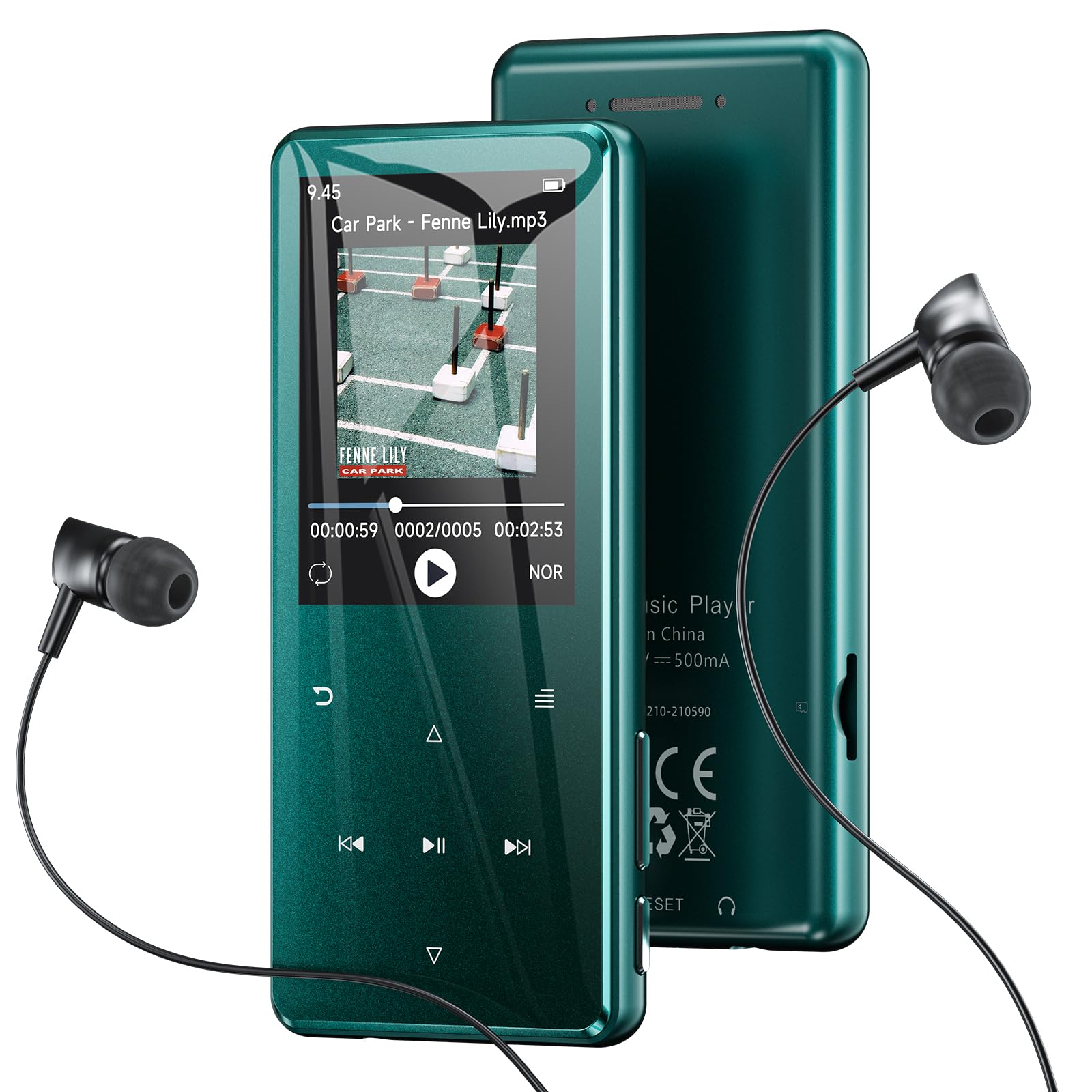 Lecteur MP3 Bluetooth 5.3 64Go écran 2,4" Touches tactiles Haut-Parleur