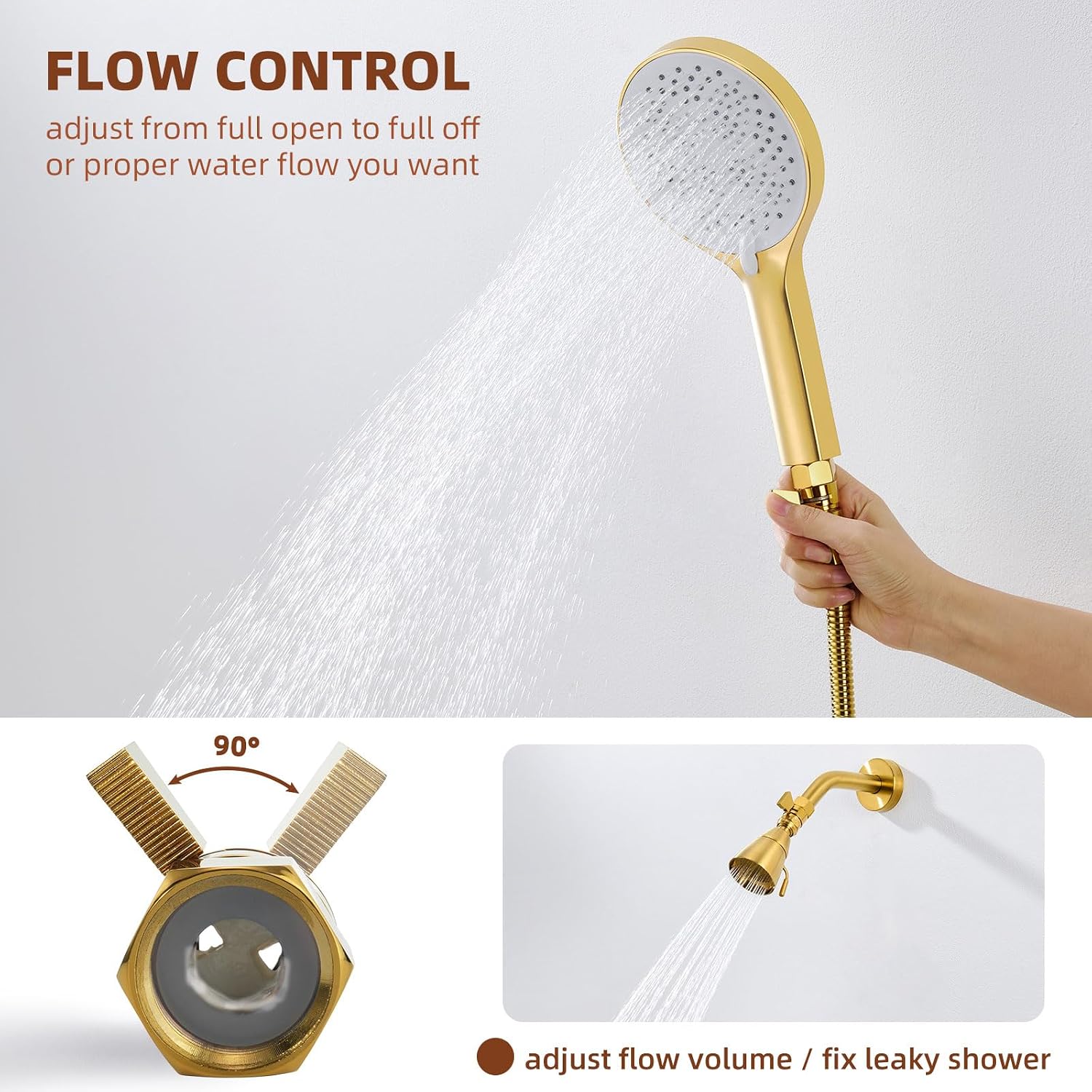 Angle Simple Shower Flow Control Valve, Water Shut Off Valve, Titanium Gold image 5