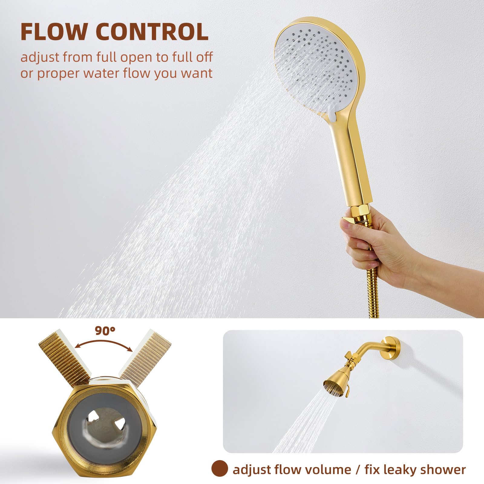 Regulador de caudal de ducha, limitador de presión de agua, válvula de ajuste de flujo de ducha, válvula de control de volumen de agua | Restrictor de flujo de agua de latón, reductor de presión G 1/2 para cabezal de ducha de mano o pulverizador de bidé