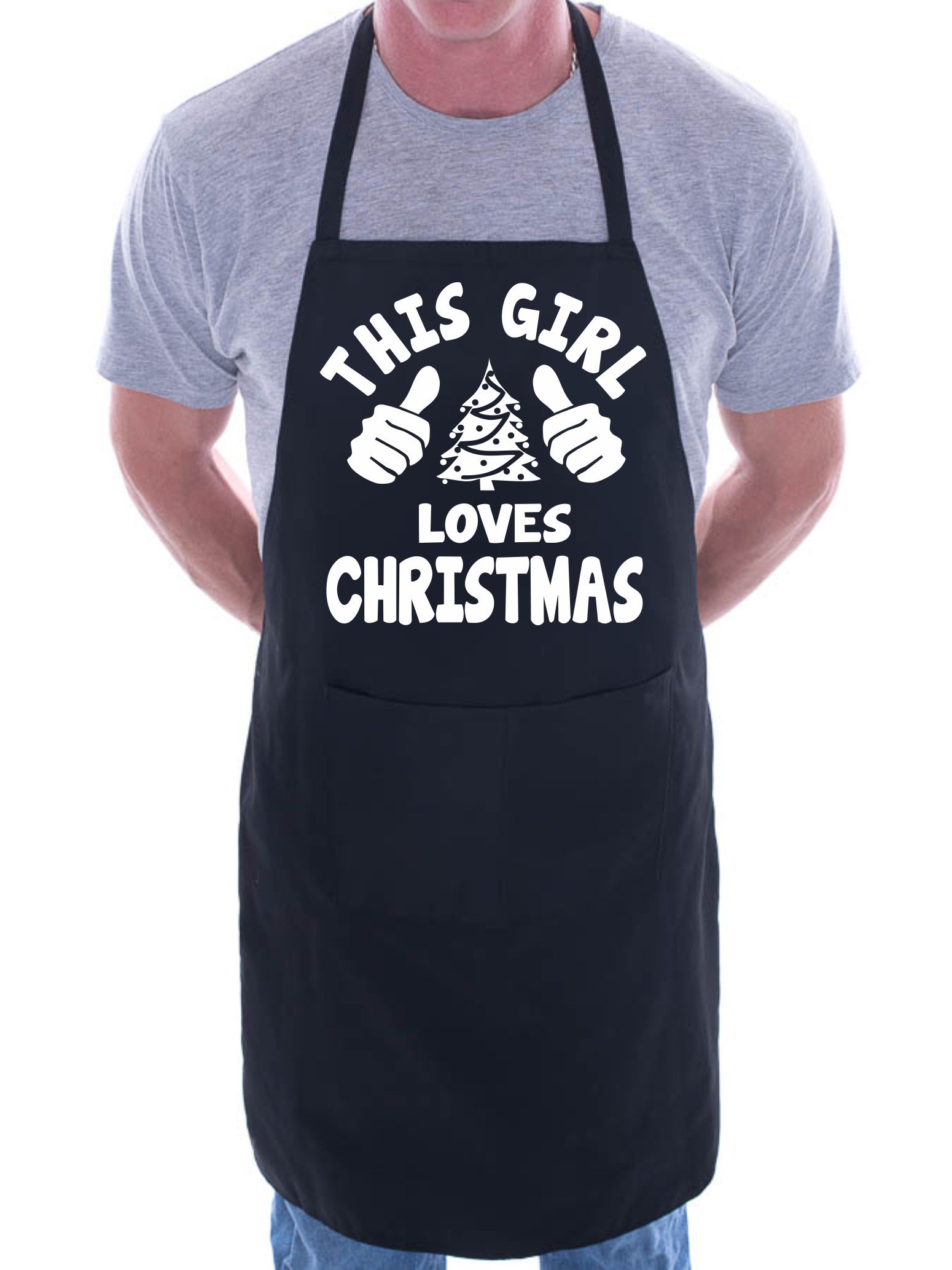 Print4u Boys Black This Girl Loves Christmas Santa Xmas Bbq Cooking Novelty Apron