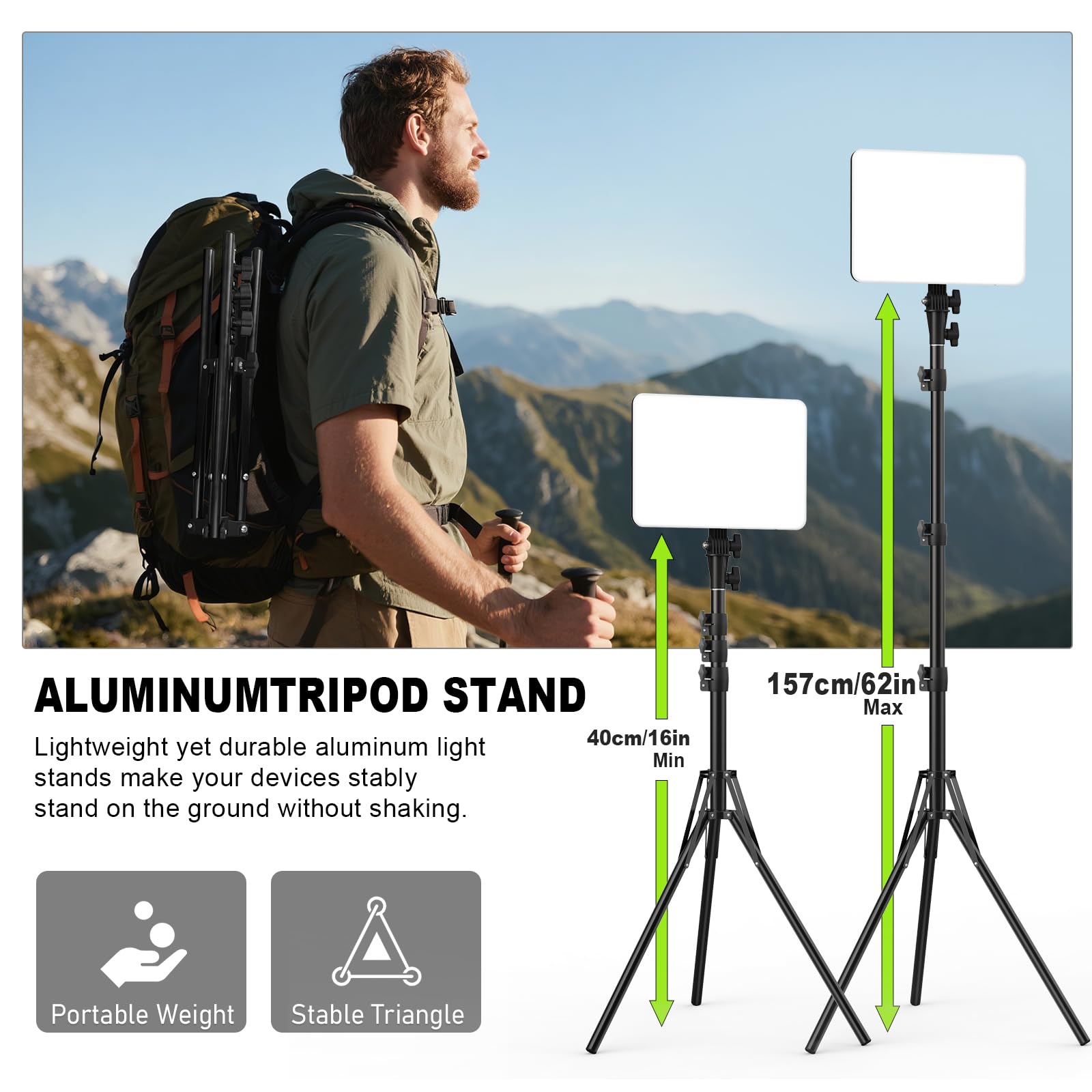 Anautin - Kit de iluminación de fotografía Mejorado de 30 W, Paquete de 2 Luces LED de Video para grabación de Video, Luces de Estudio de 3700 Lux con Soporte de trípode para fotografía, transmisión