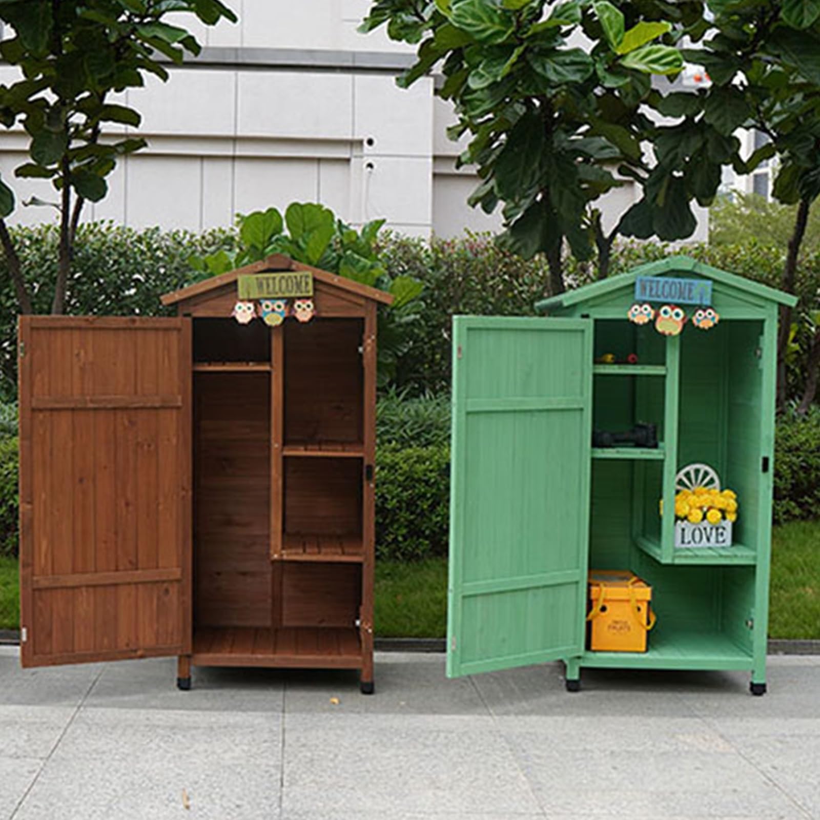 Armadio per attrezzi da giardino con tetto impermeabile, capanno portaoggetti per balcone, patio, prato