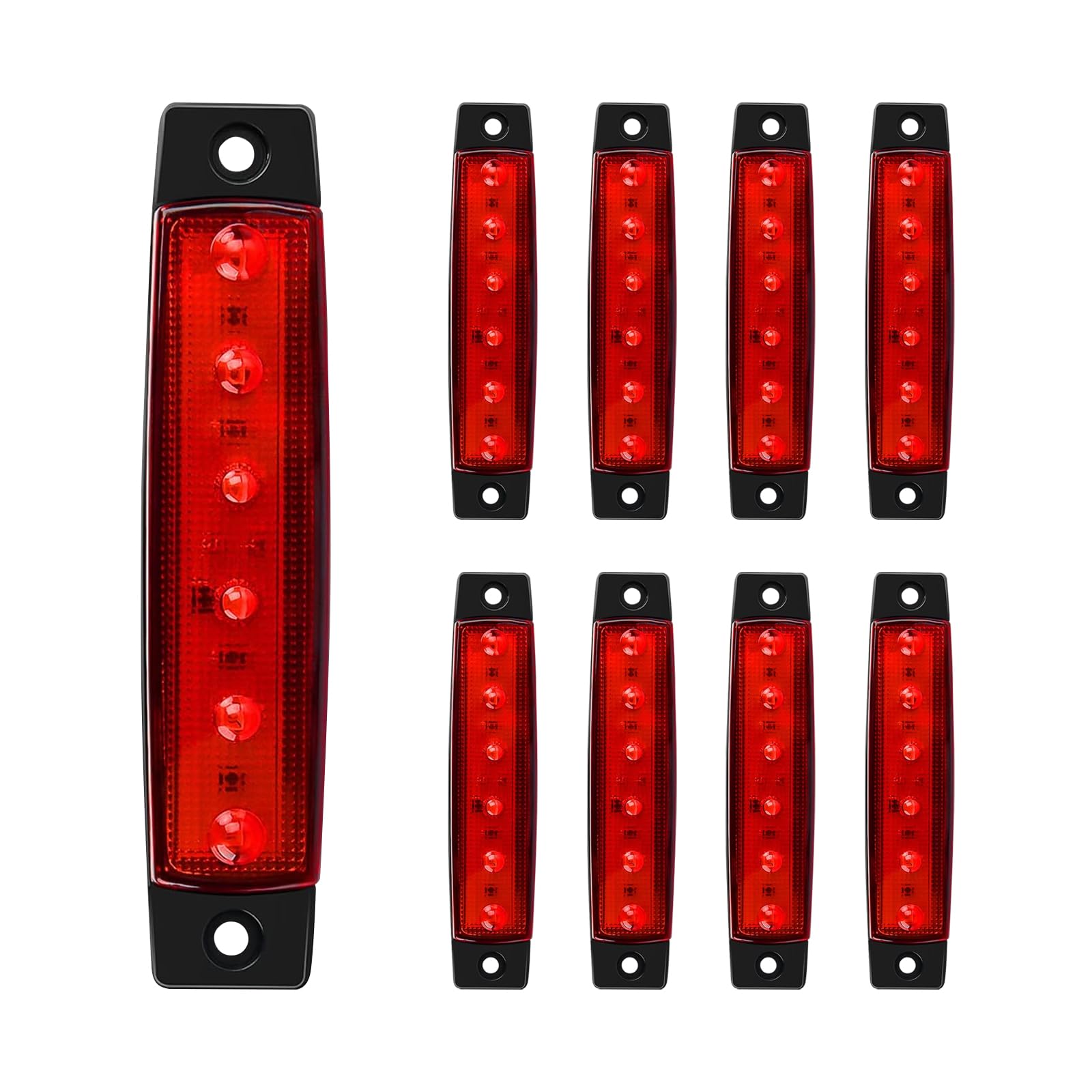 Pack-10 Car 6 LED Indicator Light, 3.9 Inch LED Trailer Marker Light, Front Rear Signal Indicator Light, for Trailer Truck Van Pickup RV (Red)