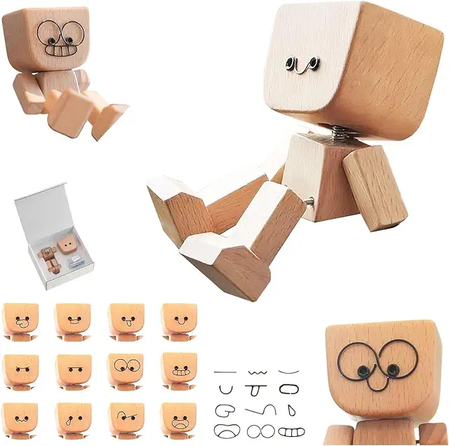 Schüttelnde Holzmann-Figur: Wackelnde Nøddeknækker Auto-Dekoration mit 12 Gesichtern