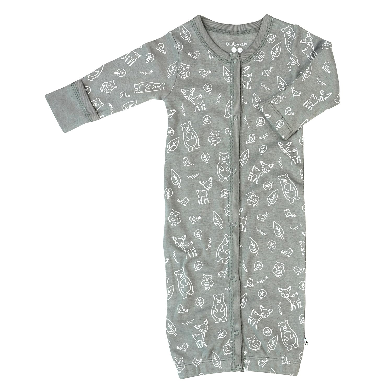 Babysoy Unisex Baby Long Sleeve Gown Sleep Sack, Ultra Soft Nightgown, Newborn Reversible Mittens