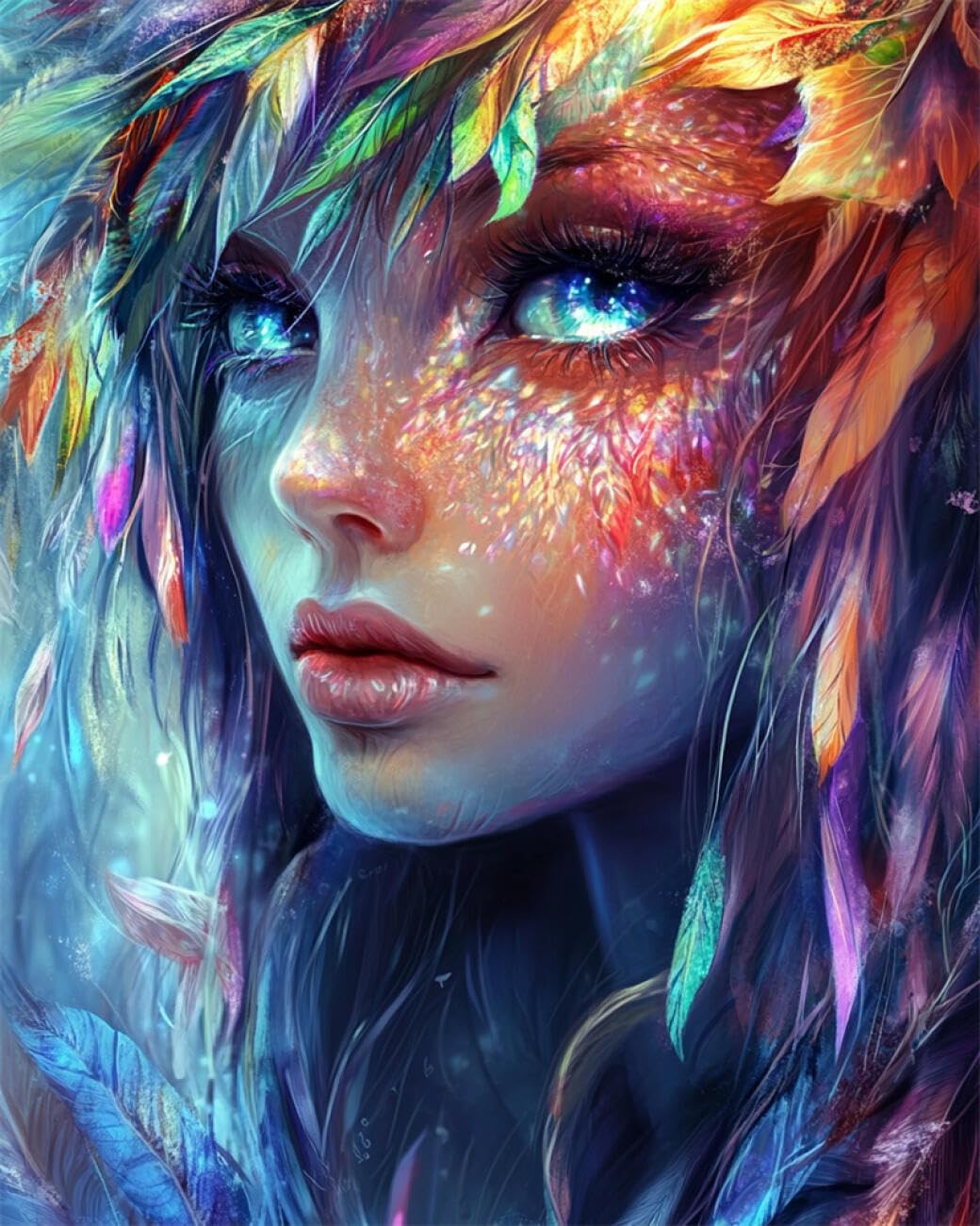 RKFLGEW 14CT Cross-Stitch Counted Kits Colorful Fairy Woman Counted Fabric Cross Stitching DIY Art Needlecrafts Embroidery Kits with Scissors Accessories 40x50cm