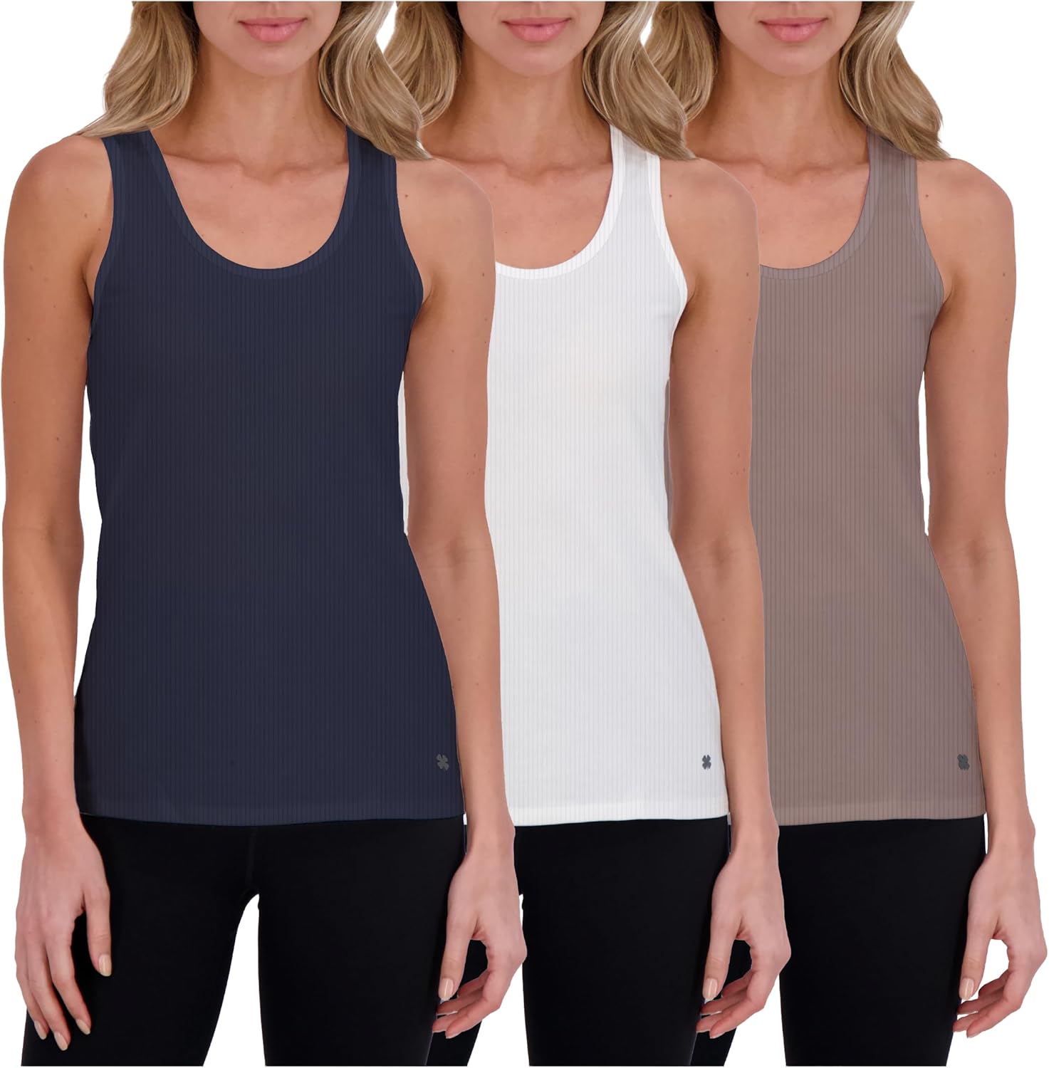Lucky Brand Women's Tank Top - 3 Pack Stretch Cotton Scoop Neck Ribbed Sleeveless T-Shirt, Camiseta sin Mangas para Mujer