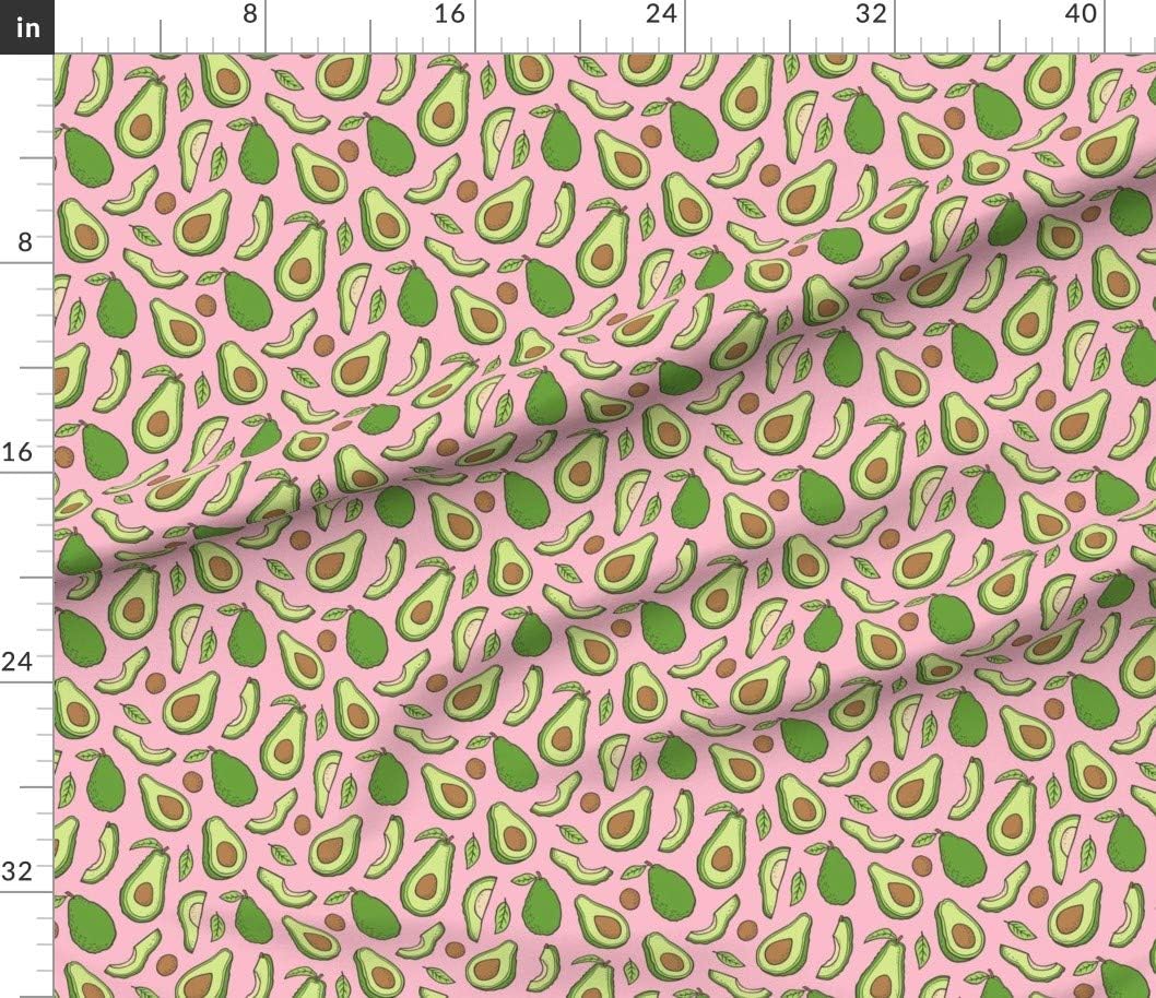 Spoonflower Fabric - Avocado Pink Vegetable Fruit Food Summer Nature Printed on Petal Signature Cotton Fabric Fat Quarter - Sewing Quilting Apparel Crafts Decor