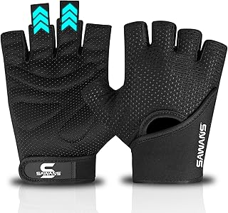 SAWANS Guanti da palestra e fitness, traspiranti, elastici, per allenamento e allenamento, per uomini e donne, in silicone antiscivolo, per sollevamento pesi, trazioni, bodybuilding