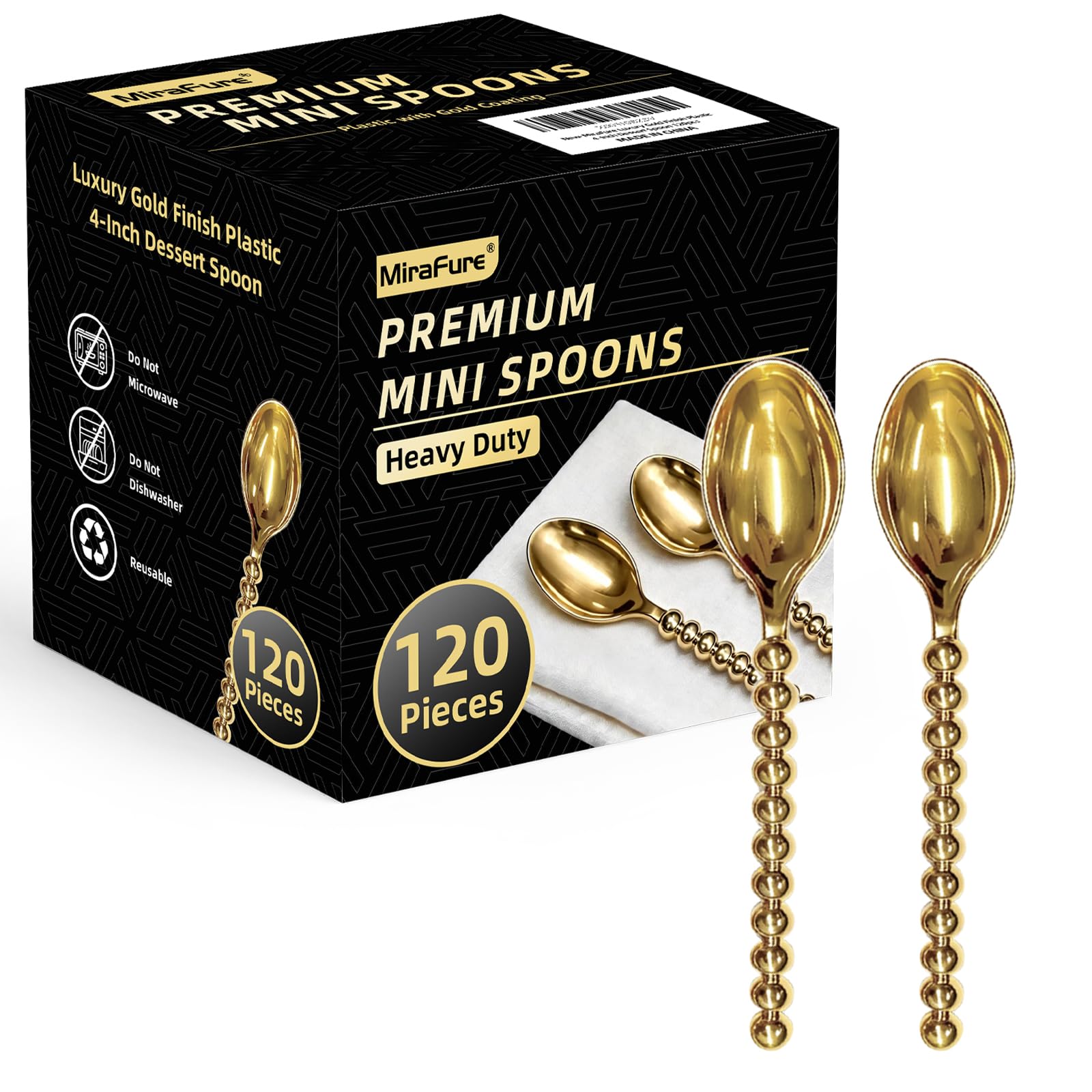 Premium Gold Mini Dessert Forks - 120-Piece with Beaded Handle, 4.4 Inch — Amazon image 10
