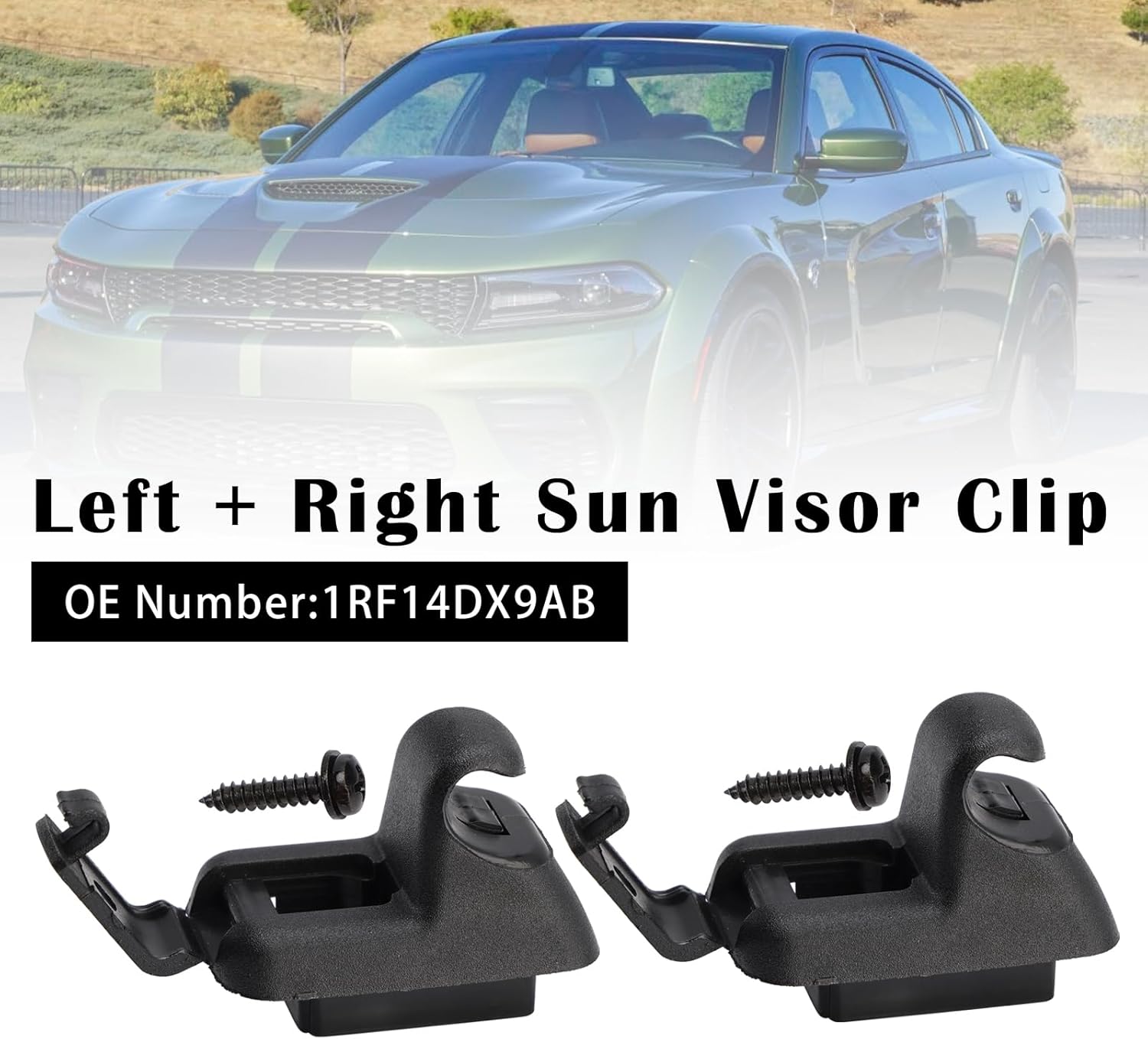 Black Sun Visor Clip 2Pcs for Chrysler 300 2011-2020 for Dodge Charger 2011-2020 - Direct Fit