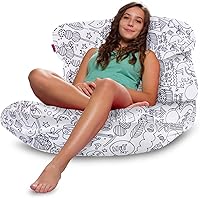 Vista 386 de Posh Creations Puf estructurado cómodo para jugar, leer y ver la televisión, Malibu Lounge, tela de lona para colorear, criaturas