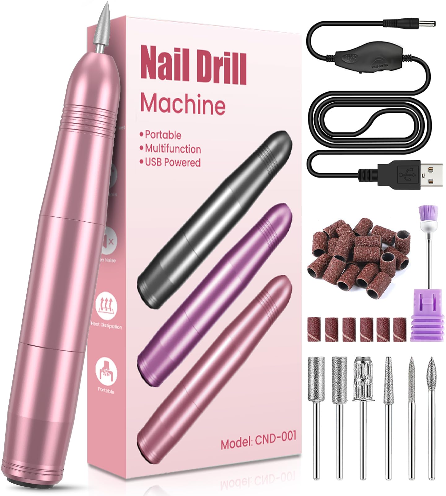 Electric Nail File, Nail Drill for Gel Nails Professional, Adjustable Speed 20000RPM, Portable Electric Nail Drill Machine E File for Acrylic Nail, Manicure Set for Women Girls Mum Nail Care Gifts