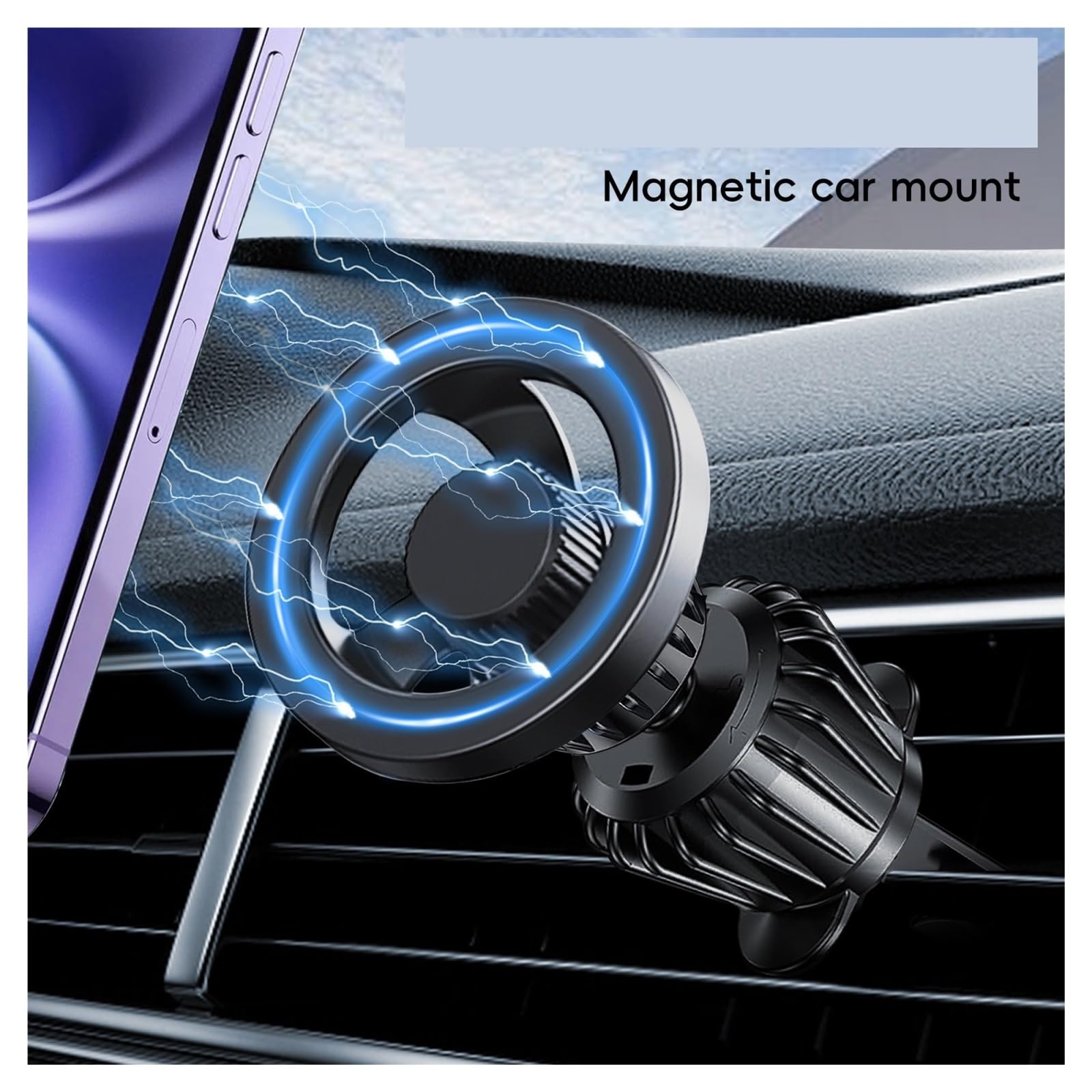 Generico Supporto for telefono da auto, compatibile con supporto magnetico for presa d'aria iPhone, magnete più potente nero
