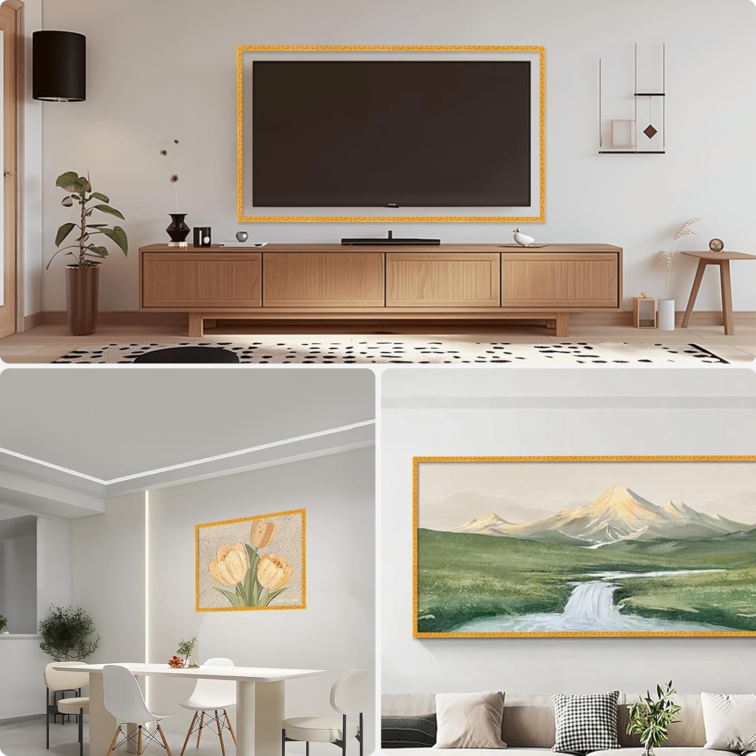 0.79 inch x65.6ft Gold Peel and Stick Crown Molding Trim - Gold Flexible Molding Trim for Picture Frames, Mirrors & Cabinets - Decorative Self-Adhesive Solution by KIJOU(4 Rolls)