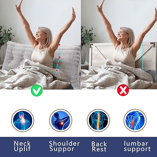 Miniatura 5 de Almohada triangular para cabecero de día y cama almohada de cuña trasera almohada grande de lectura con inserto de espuma triturada cojín de apoyo