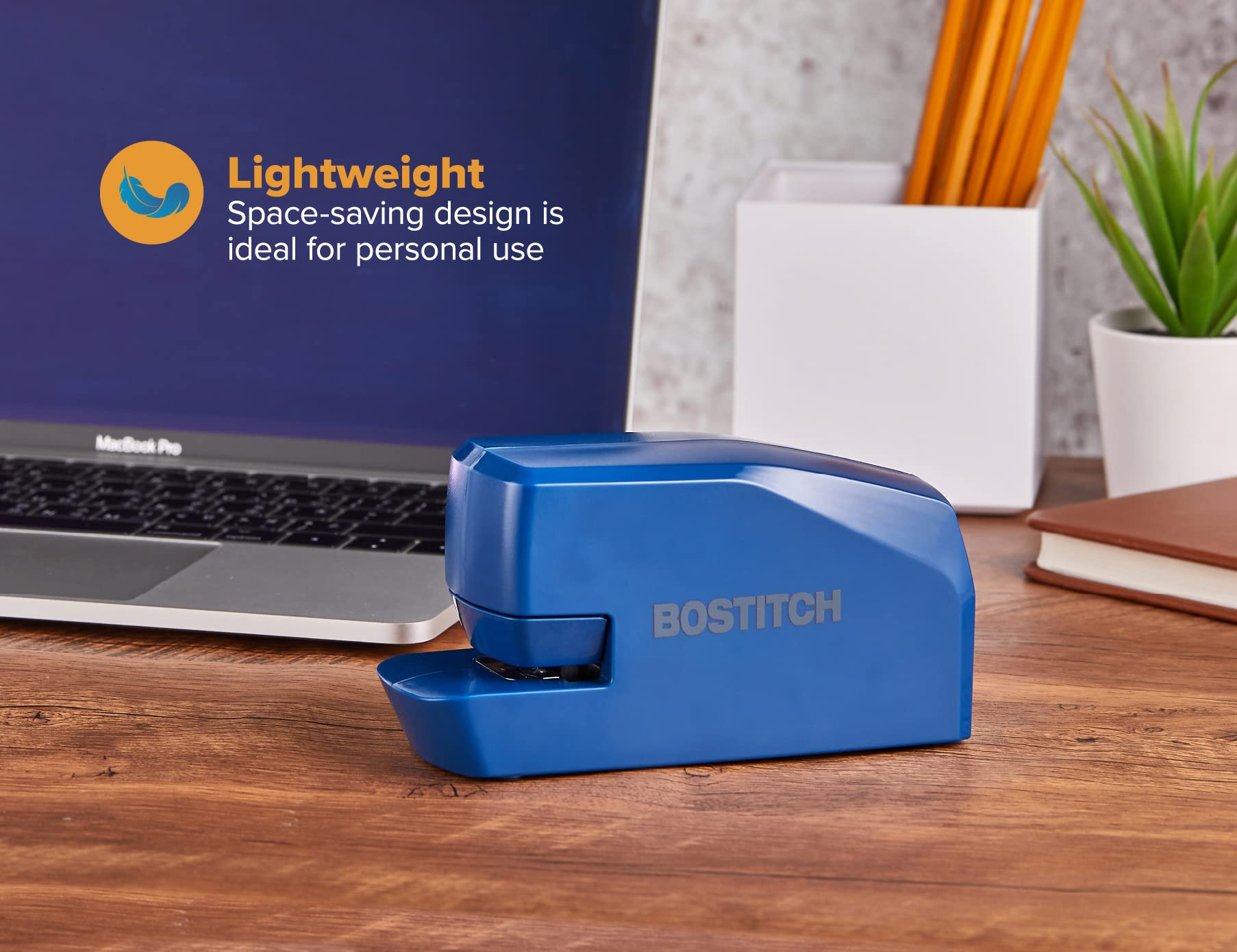 Bostitch Grapadora eléctrica portátil de oficina, 20 hojas, CA o batería, incluye 1250 grapas, azul