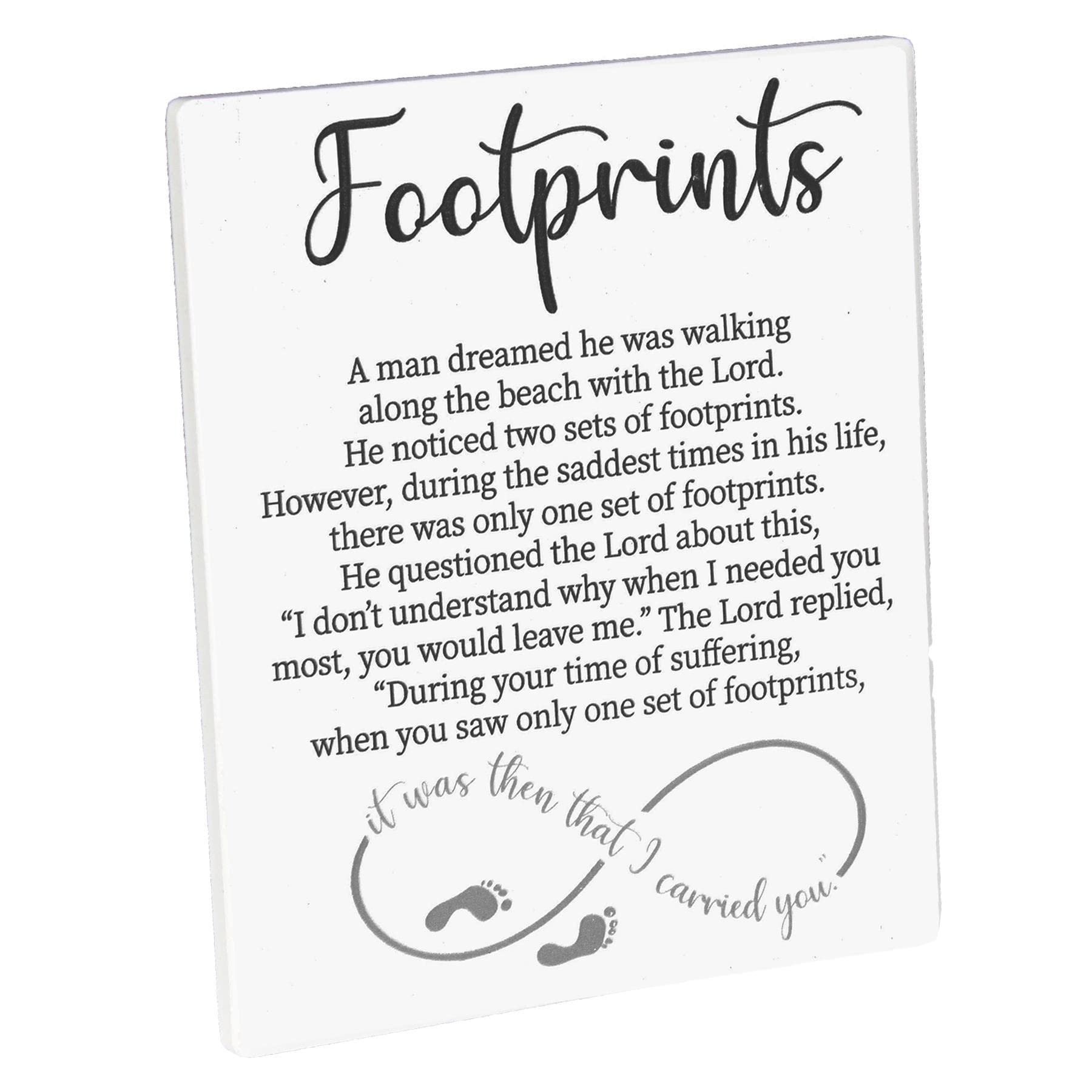 Widdle Gifts White Ceramic Tile Plaque Hanging Or Standing Sentiments - Footprints 2835