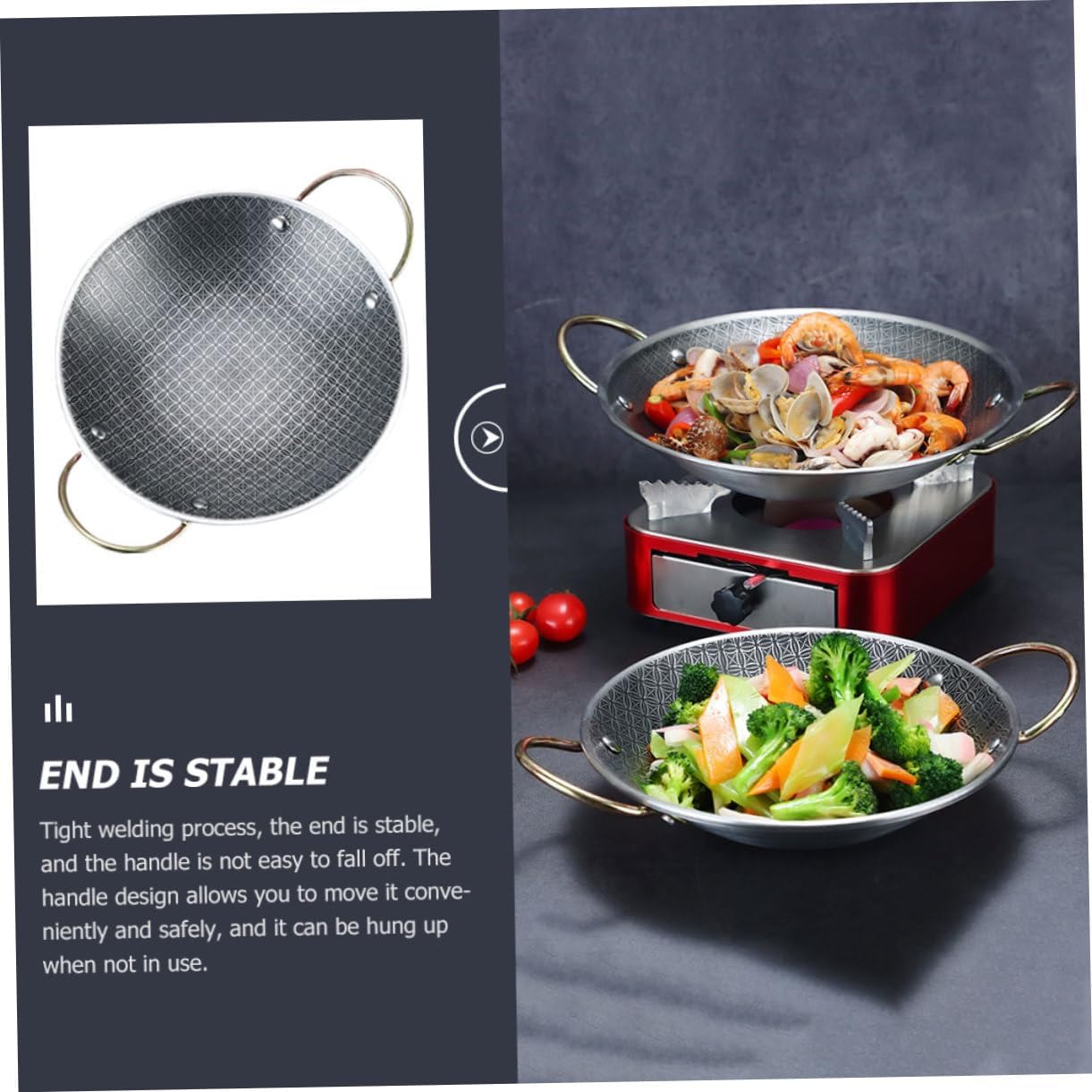 Paella Pan Nonstick Pot Stainless Steel Cooker Pot Divider inside for Daily Use