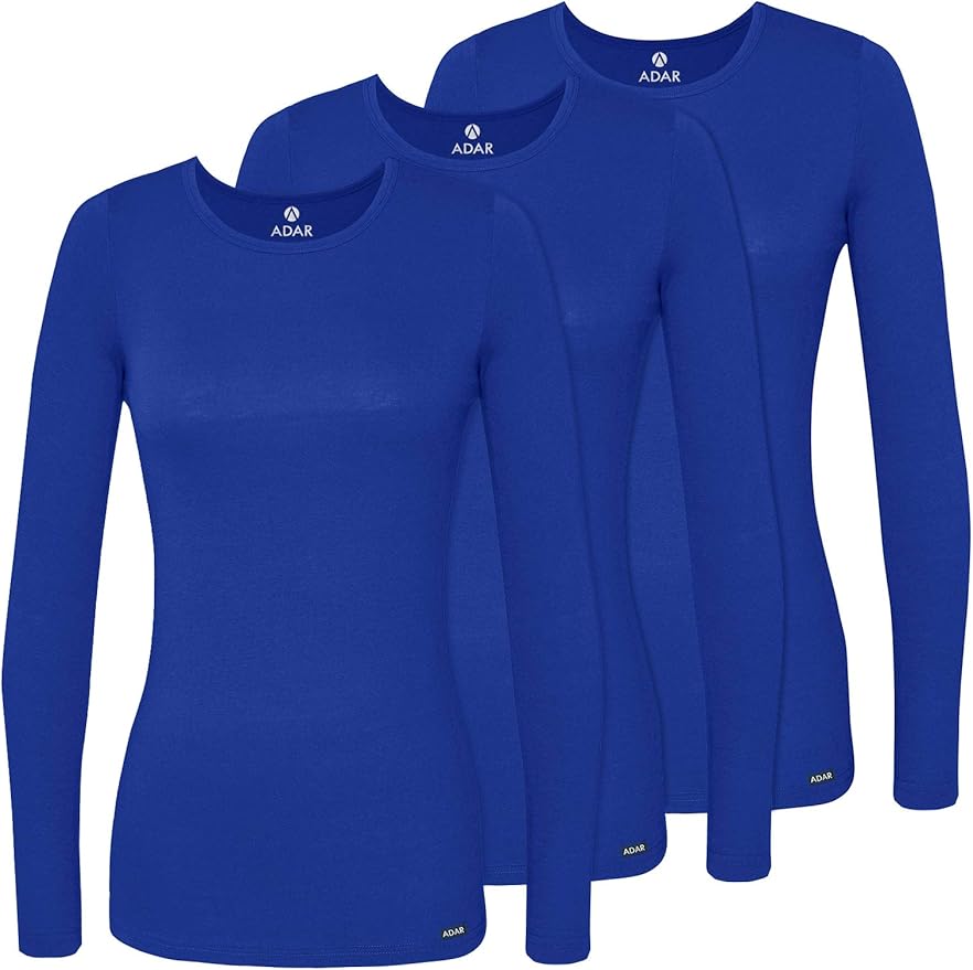 Adar Underscrubs for Women 3 Pack - Long Sleeve Underscrub Comfort Tee