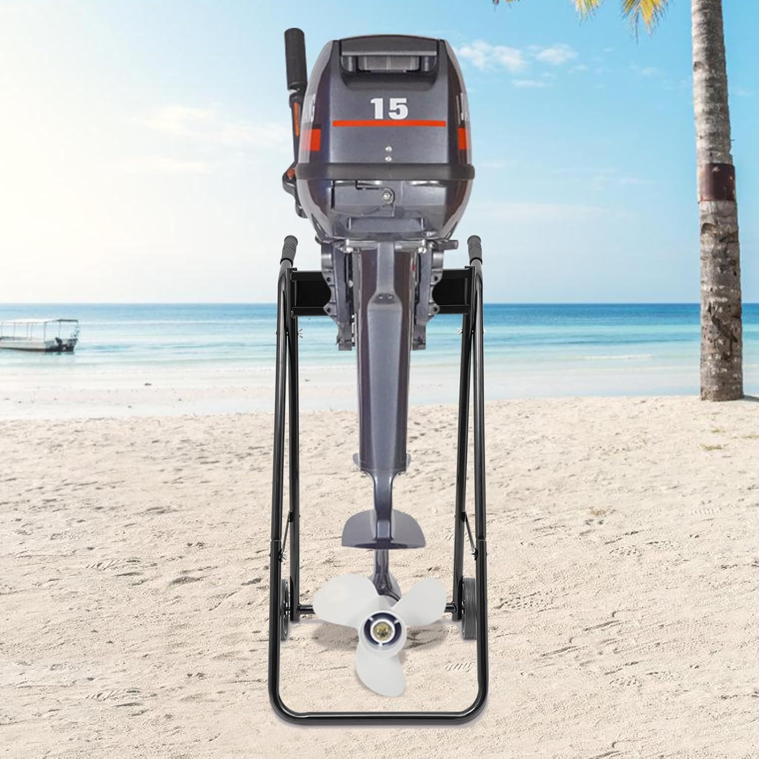 PERFERATE Outboard Boat Motor Stand Heavy Duty Engine Carrier 88.18LB Weight Capacity Engine Carrier Cart Dolly for Storage Outboard Boat Motor Trolley Stand with Wheels