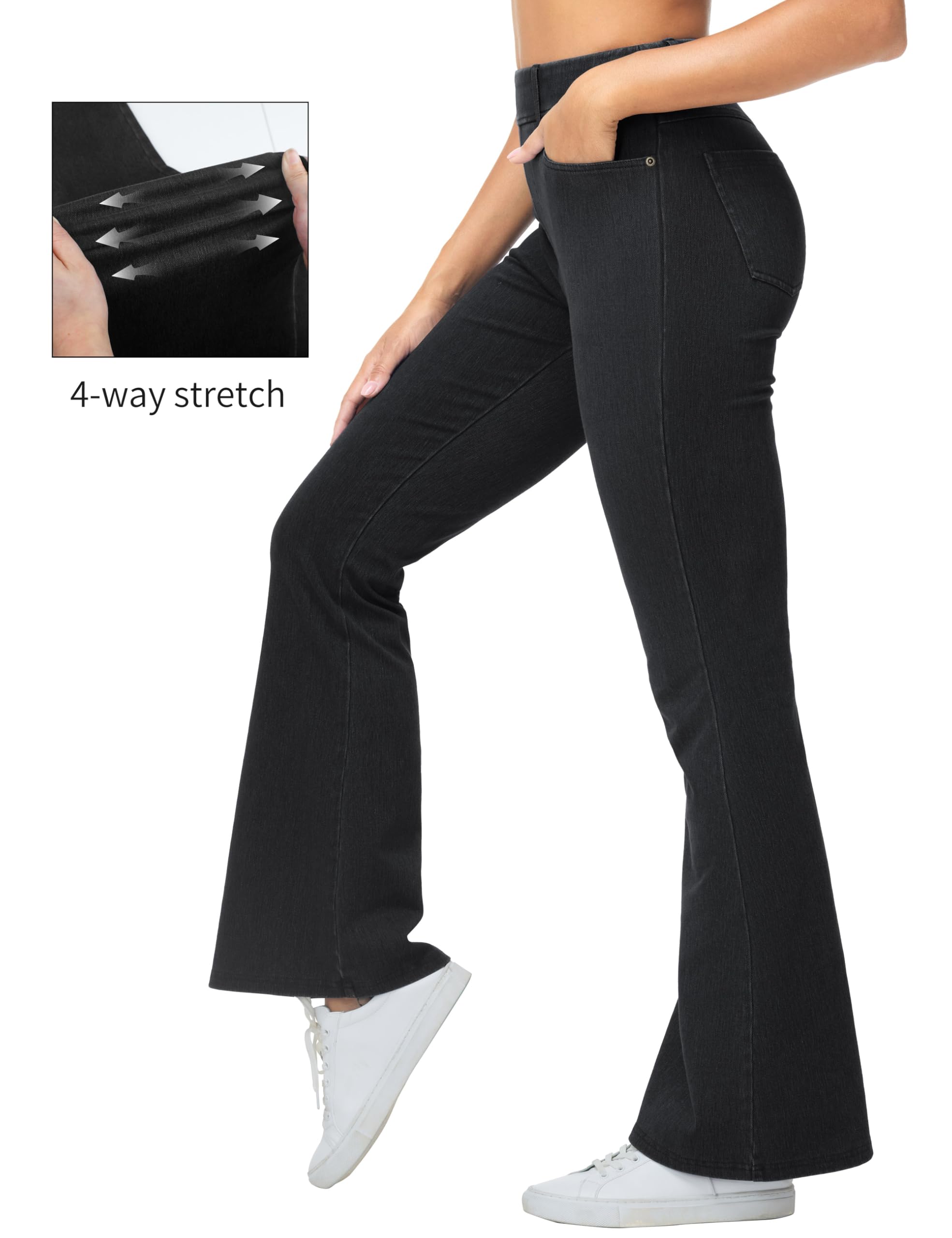 THE GYM PEOPLE Jeans da donna elasticizzati con fondo a campana, gamba larga, traspiranti, con tasche