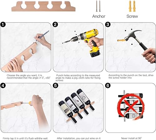 Miniatura 4 de JJDPARTS Estante de madera para vino montado en la pared estante flotante para el hogar y la cocina decoración de exhibición para 4 botellas de vino