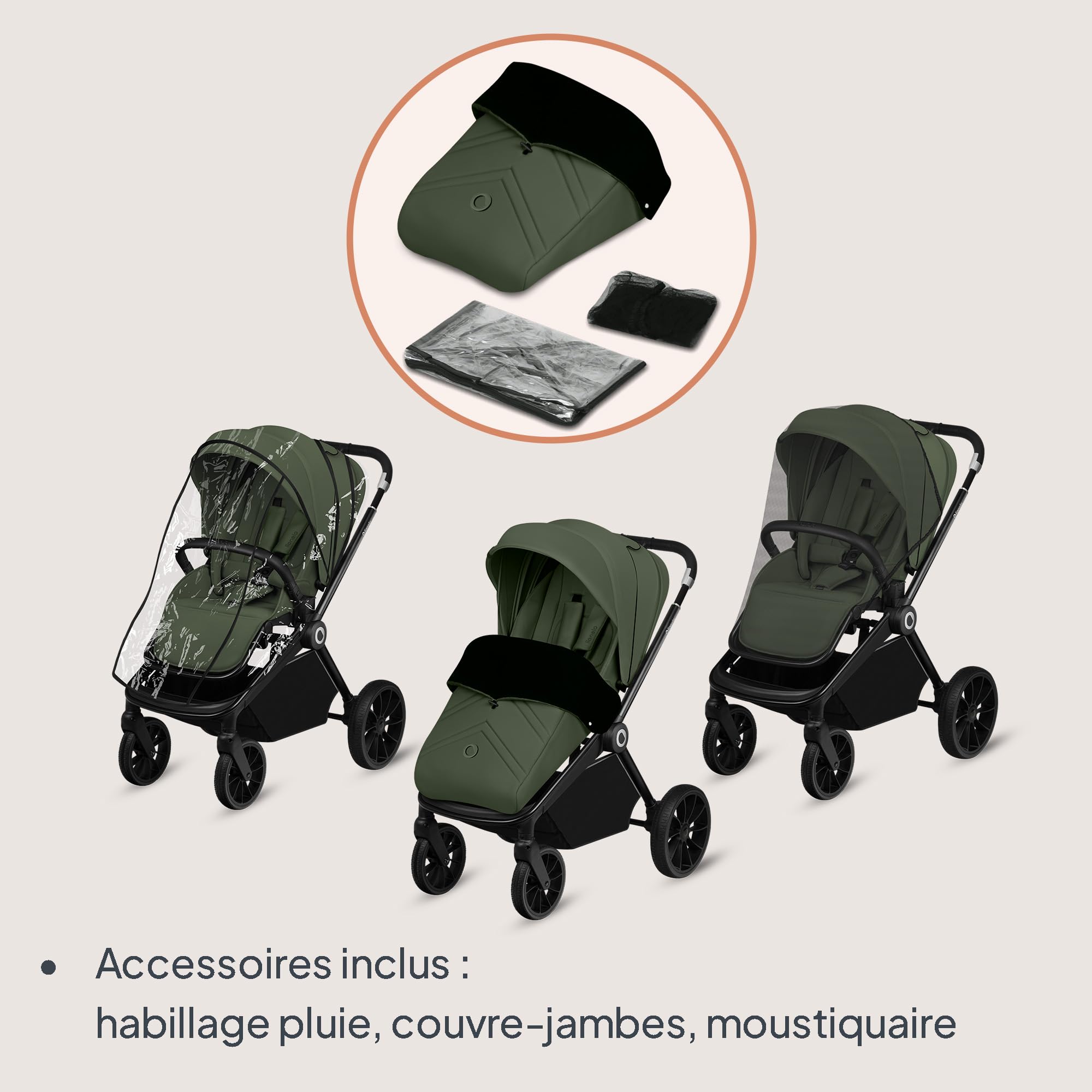 LIONELO MIKA PLUS Poussette Poussette Enfant 6-48 Mois jusqu'à 22 kg, Dossier et Repose-Pieds Réglables, Amortissement, Roues Rotatives PU 360° Cabine Étanche XXL, UPF50+ | Dossier et repose-pieds réglables, suspension, roues en polyuréthane rotatives à 3