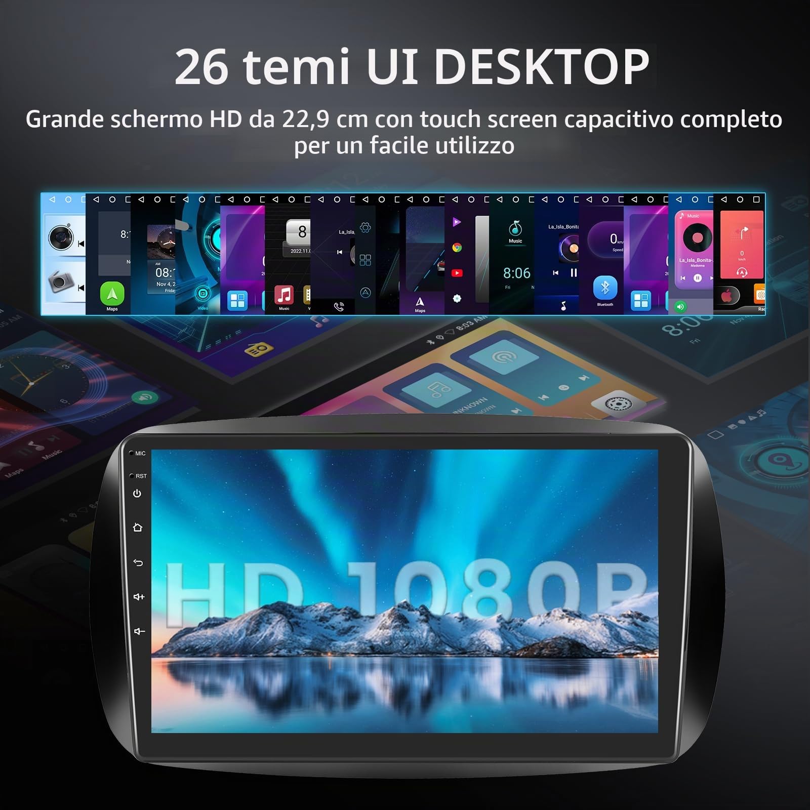Hodozzy 2G 64GB Android Autoradio per Mercedes Benz Smart 453 Fortwo 2014-2020 Wireless Carplay Android Auto, 9 Pollici Touch Screen Stereo GPS WiFi Bluetooth AM FM/RDS Canbus Retromarcia 2 Din Radio