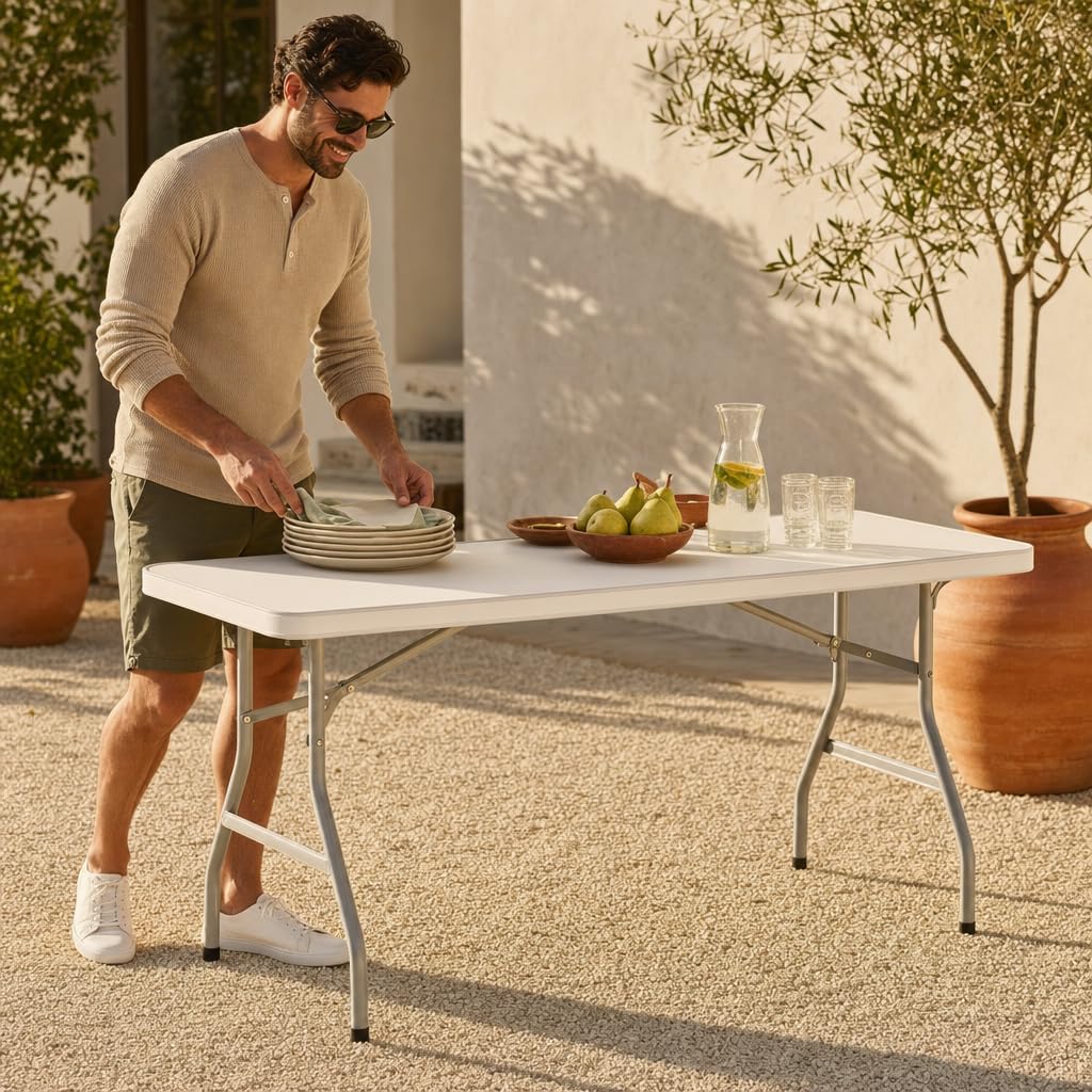 Pack 10 Unidades — Mesa Plegable Multiusos portátil para Eventos, Catering y reuniones en Interiores o Exteriores