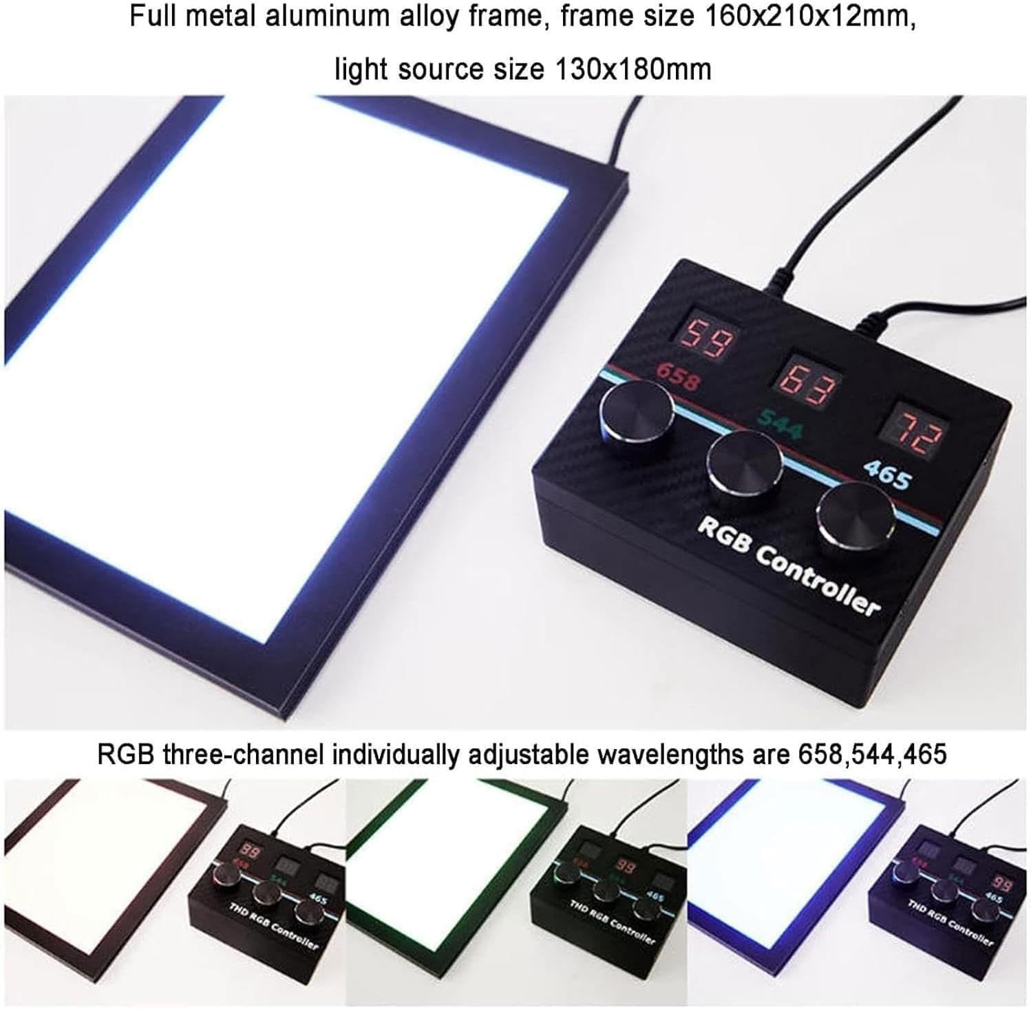 Table Lumineuse pour Diapositives Rvb, Scanner De Négatifs, Plateau Lumineux LED 130 X 180 Mm, avec Molette De Réglage Individuel des Couleurs Rvb, pour La Numérisation De Diapositives Et De