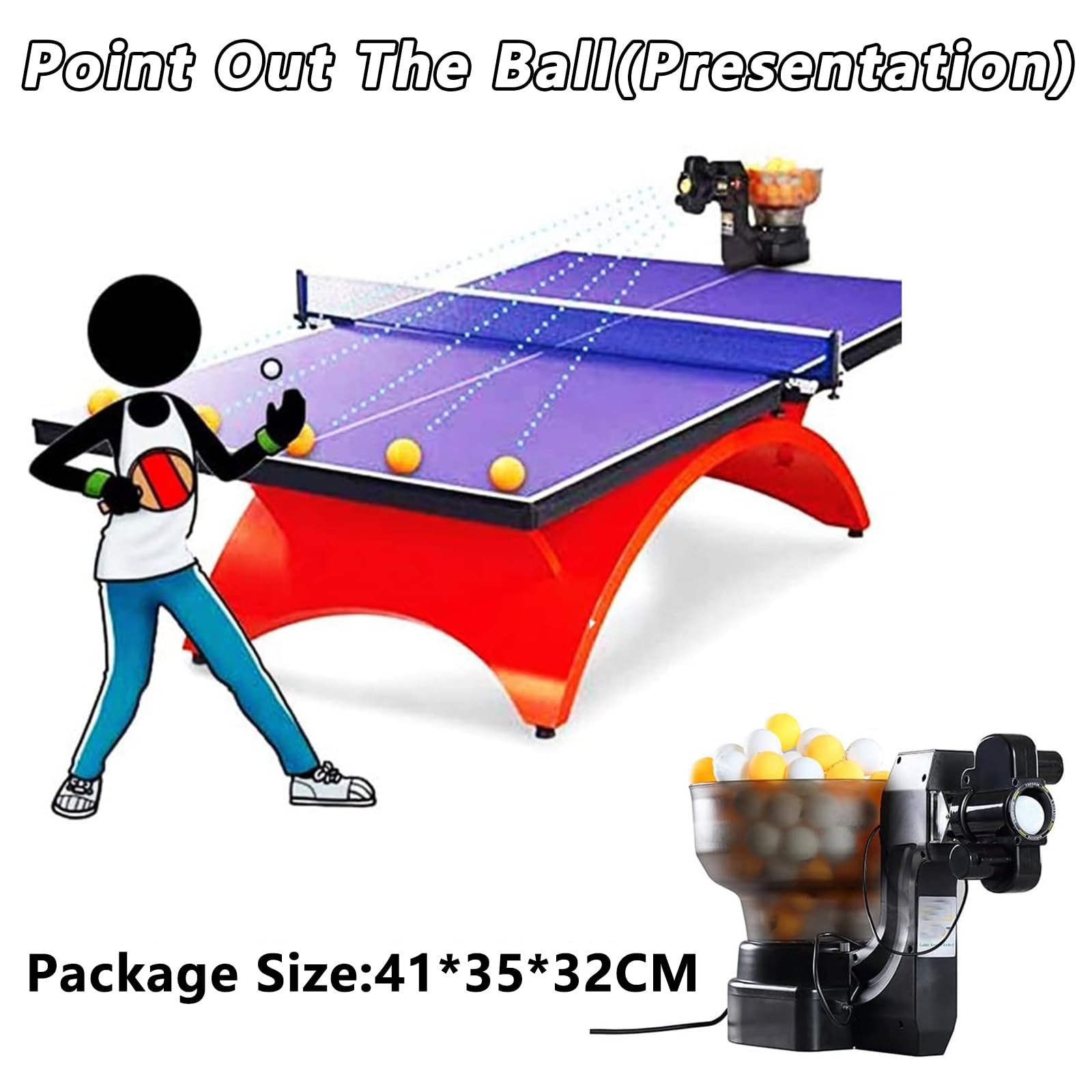 Tischtennisroboter für automatisches Üben, 36 Spin Balls Ping Pong Maschine mit Recyclingnetz, Ballwerfer für Training und Geschicklichkeitsentwicklung