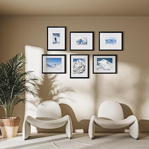 Miniatura 5 de Egofine Marcos de fotos de 11 x 14 pulgadas hechos de madera maciza, 6 piezas cubiertas de plexiglás, para mesa y montaje en pared para fotos de 8 x