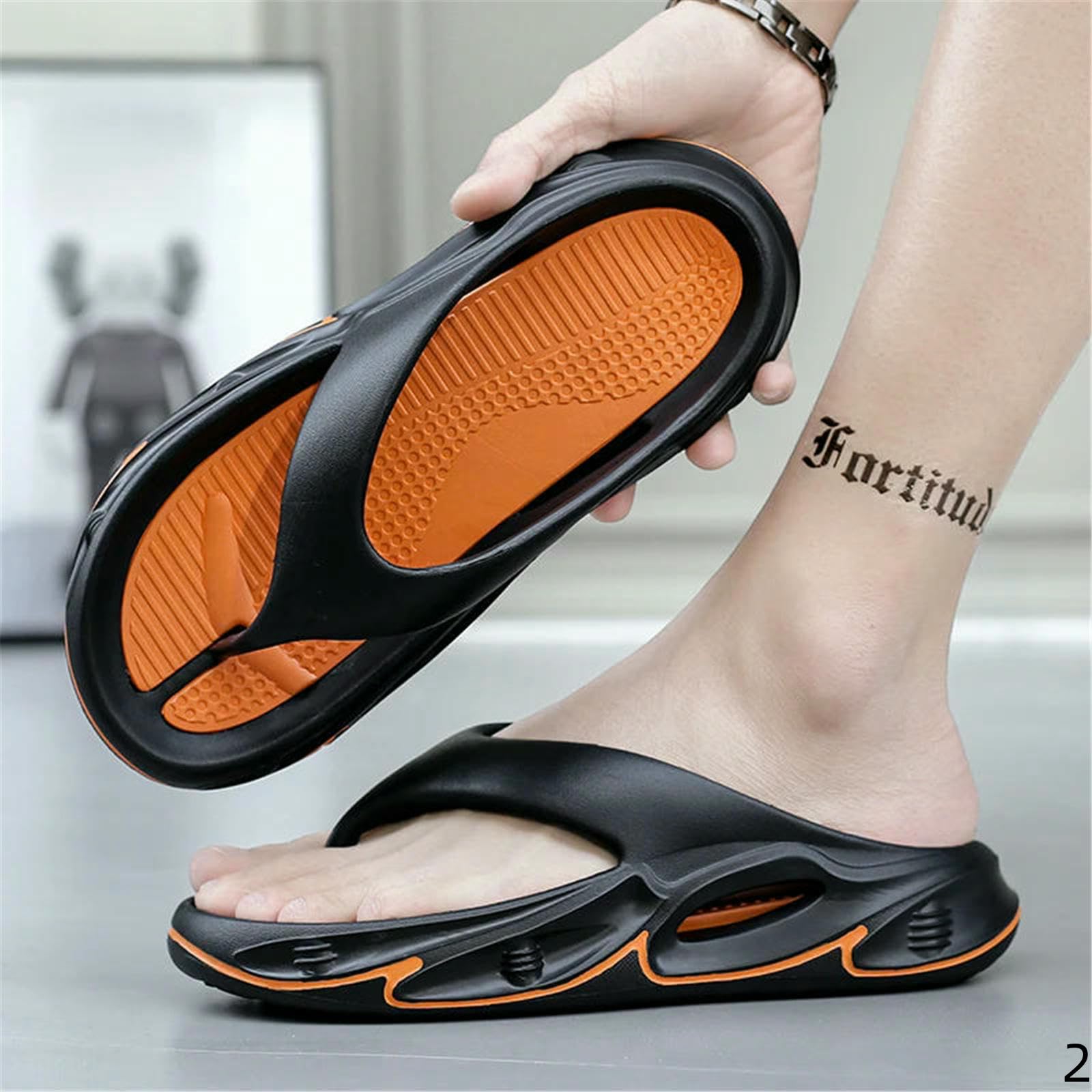 Chanclas Mujer Hombre Verano Sandalias De Playa Interior Al Aire Libre Antideslizantes Baño Casa Hombres Mujeres Zapatillas-Beige Marrón-44-45