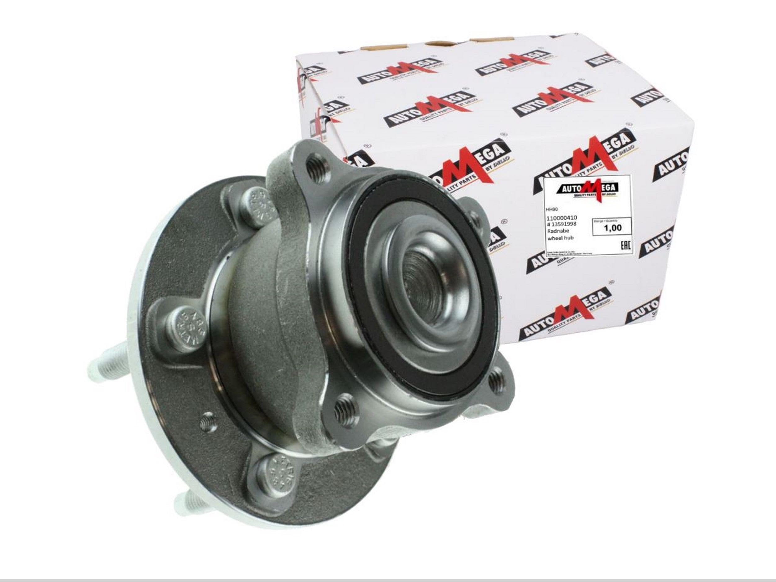 AUTOMEGA 110000410 Mozzo ruota con materiale di fissaggio/montaggio con cuscinetto ruota integrato con sensore ABS integrato Posteriore | Compatibile con: CHEVROLET CRUZE, CRUZE Schrägheck, CRUZE Station Wagon, OPEL ASTRA J, ASTRA J Caravan, ASTRA J GTC