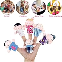 Vista 4 de Sealive 16 piezas de marionetas de dedo para niños pequeños, hora del cuento - Terciopelo suave, 10 animales y 6 miembros de la familia - Perfecto