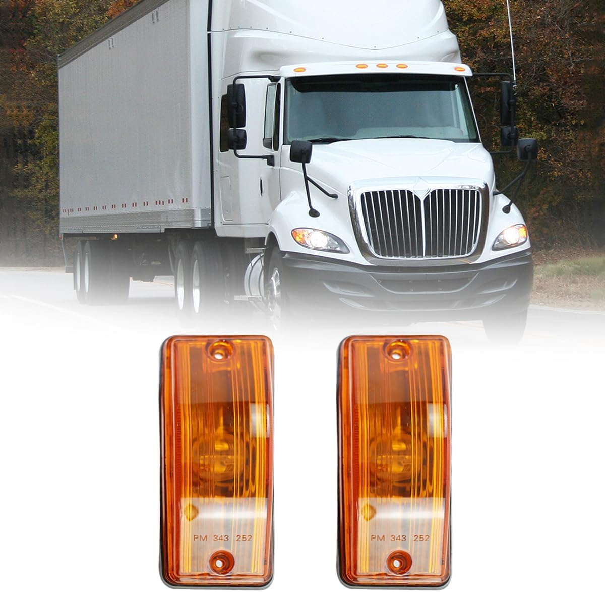 Cab Turn Signal Marker Light Assembly with Rubber Grommet Amber Fit for International Prostar Truck Behind Fender 2 PCS