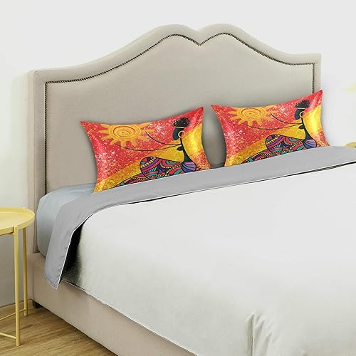 Miniatura 5 de Funda de almohada de satén para cabello y piel, funda de almohada de seda tamaño estándar para mujer negra africana, Galaxy Sun, fundas de almohada
