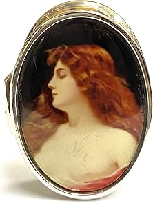Victorian Style Enamel Erotic Gorgeous Woman Pill Snuff Box 925 Sterling Silver