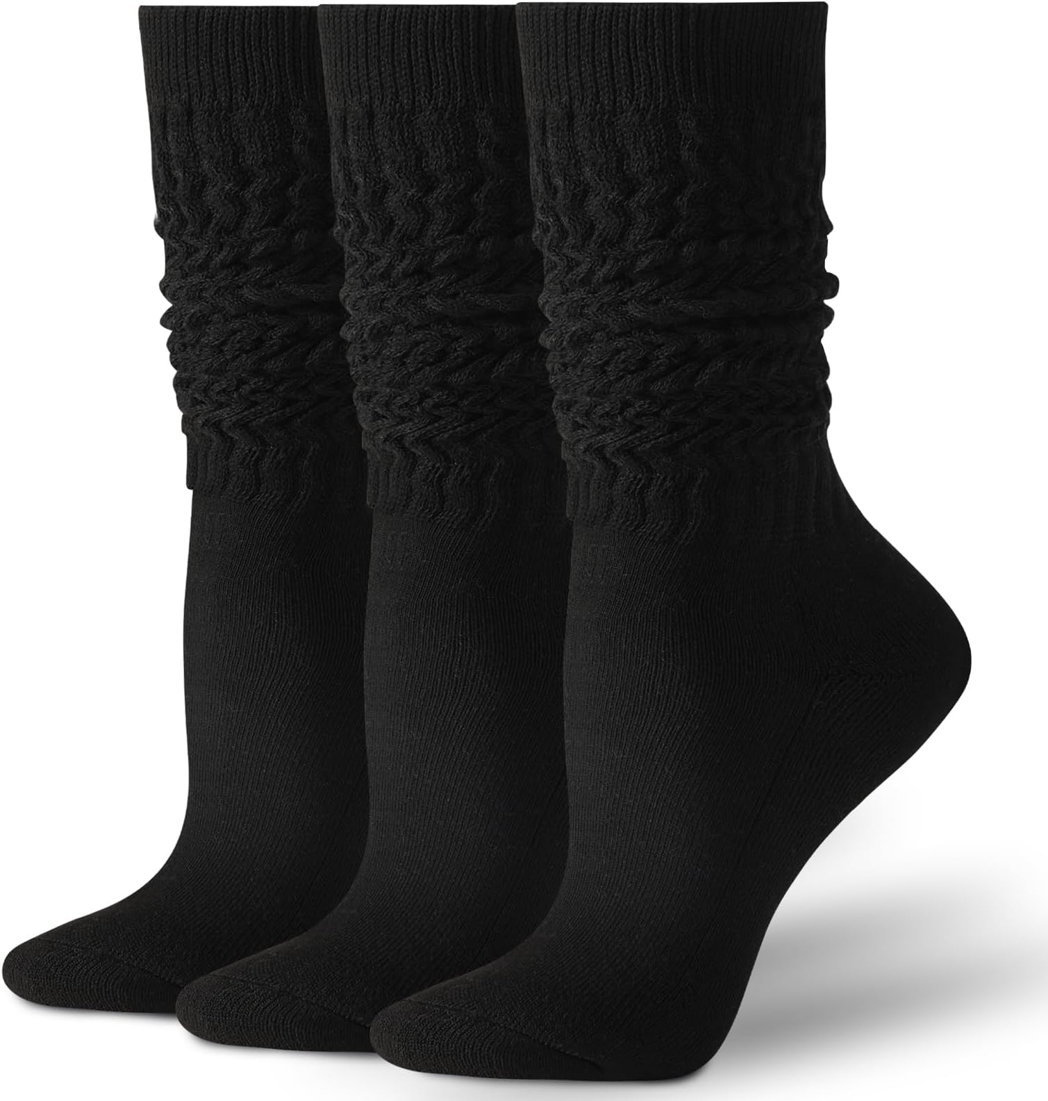 3 Pairs Slouch Socks for Women, Long Slouchy Scrunch Socks, Knit Chunky Boot Sock