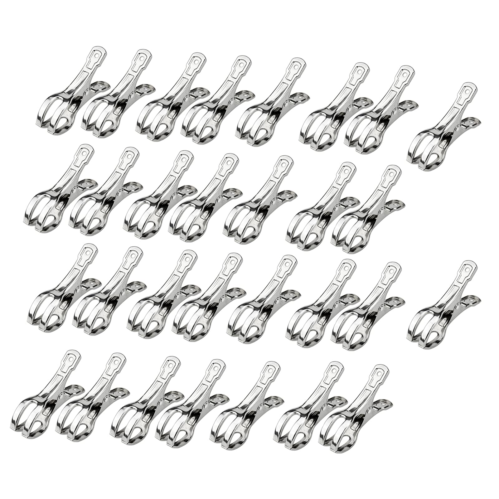 TopHomer Pinzas de Toalla de Playa de Acero Inoxidable, Pinzas de Tela de Gran Resistencia, Pinzas a Prueba de Viento para lavandería, Cocina, baño, jardín, Escuela, Hospital, 30 Unidades