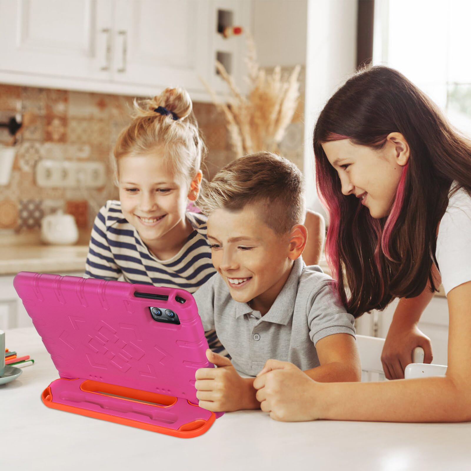 ZIOVO Tablet 10 Pollici Android 13 Tablet, 12GB RAM+128GB ROM(TF 1TB), 5G WiFi Tablet, Octa-Core 2.0 GHz,BT 5.0/8+5 MP/6000mAh/Widget/Tablet per Bambini,Tablet con EVA Caso - Rosa