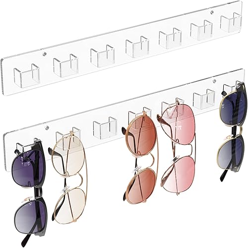 MaxGear Organizador de lentes de sol, paquete de 2, soporte para gafas de pared, pantalla acrílica para lentes de sol, organizador de lentes para