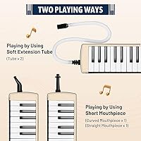 Vista 2 de CAHAYA - Instrumento Melódica de 32 teclas: boquilla de doble tubo, teclado de piano de aire, instrumento musical con bolsa de transporte, regalo